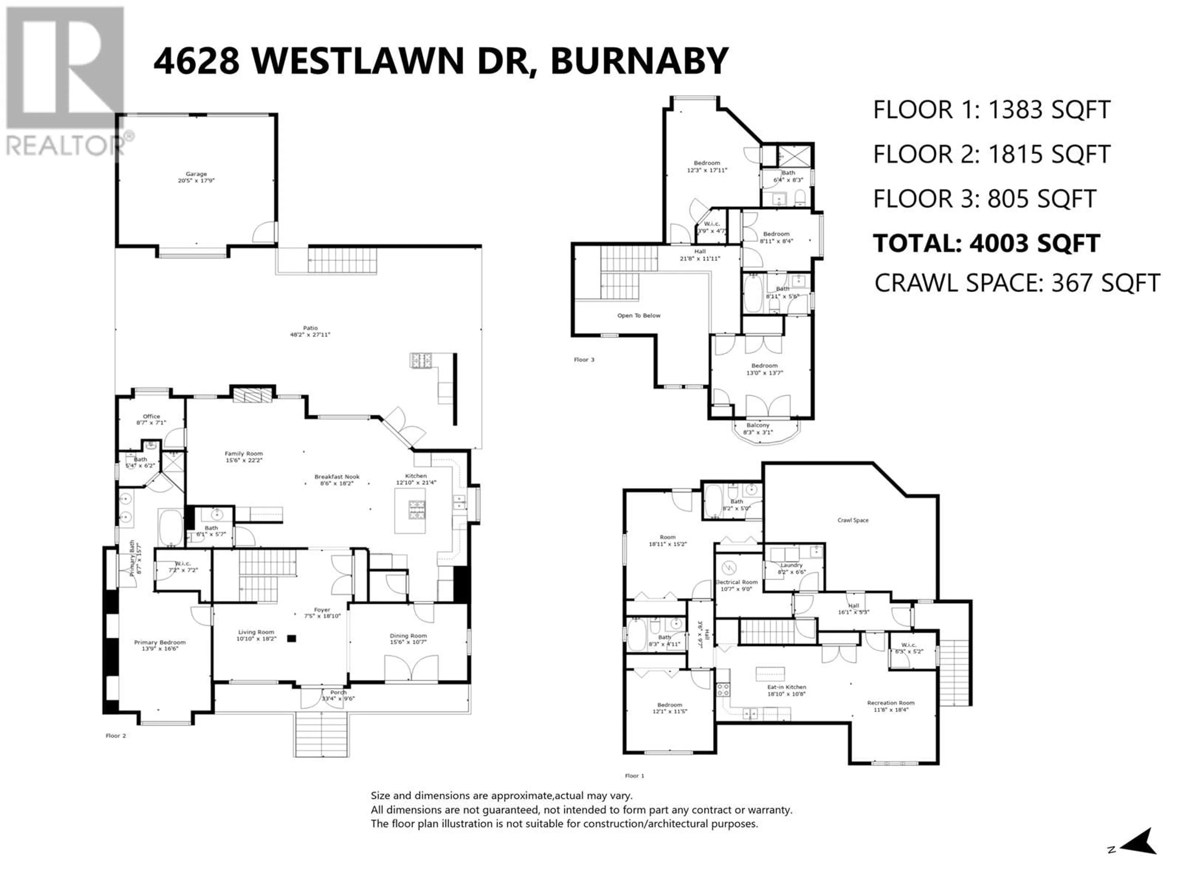 Floor plan for 4628 WESTLAWN DRIVE, Burnaby British Columbia V5C3R1