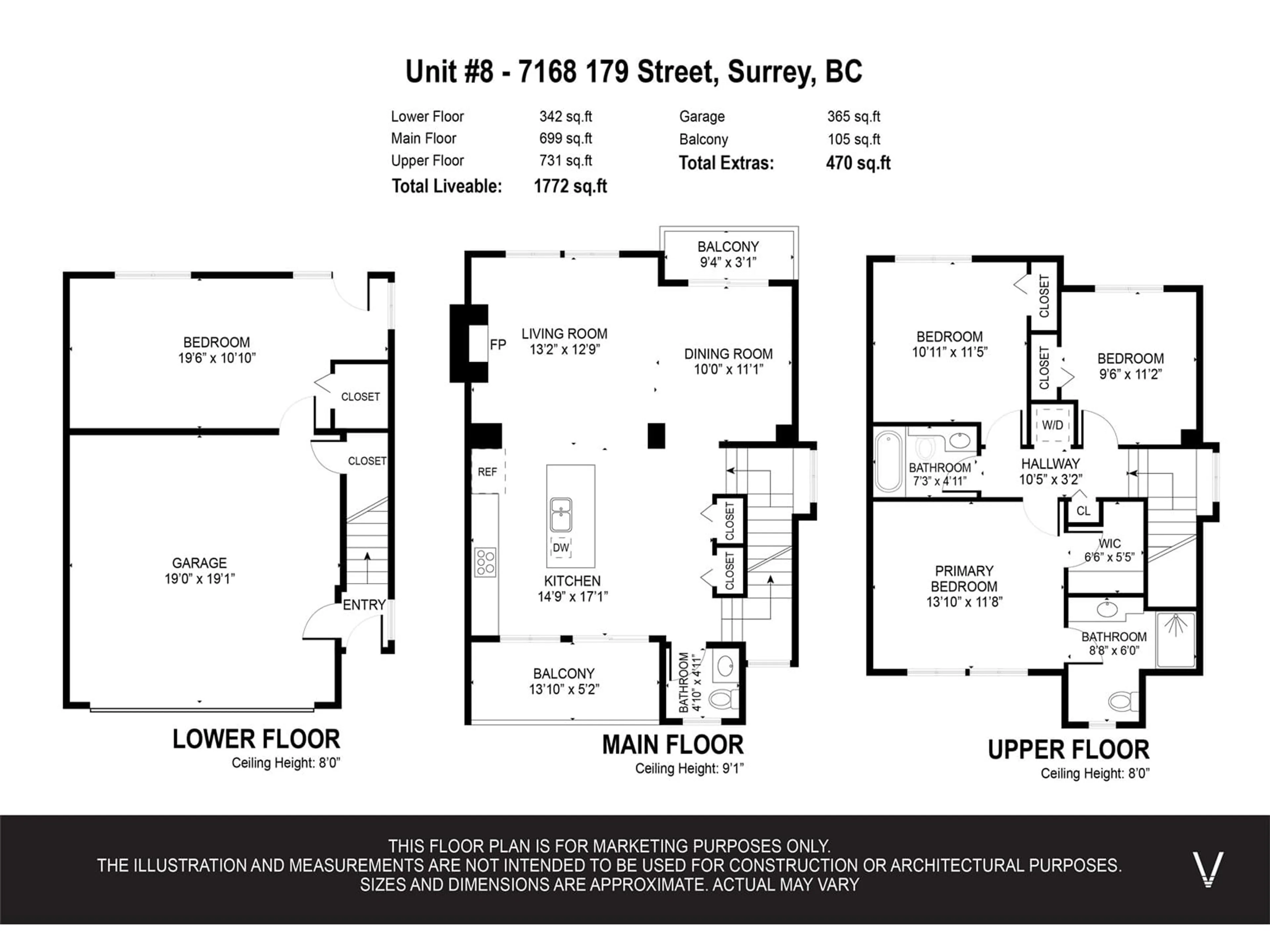 Floor plan for 8 7168 179 STREET, Surrey British Columbia V3S8C5