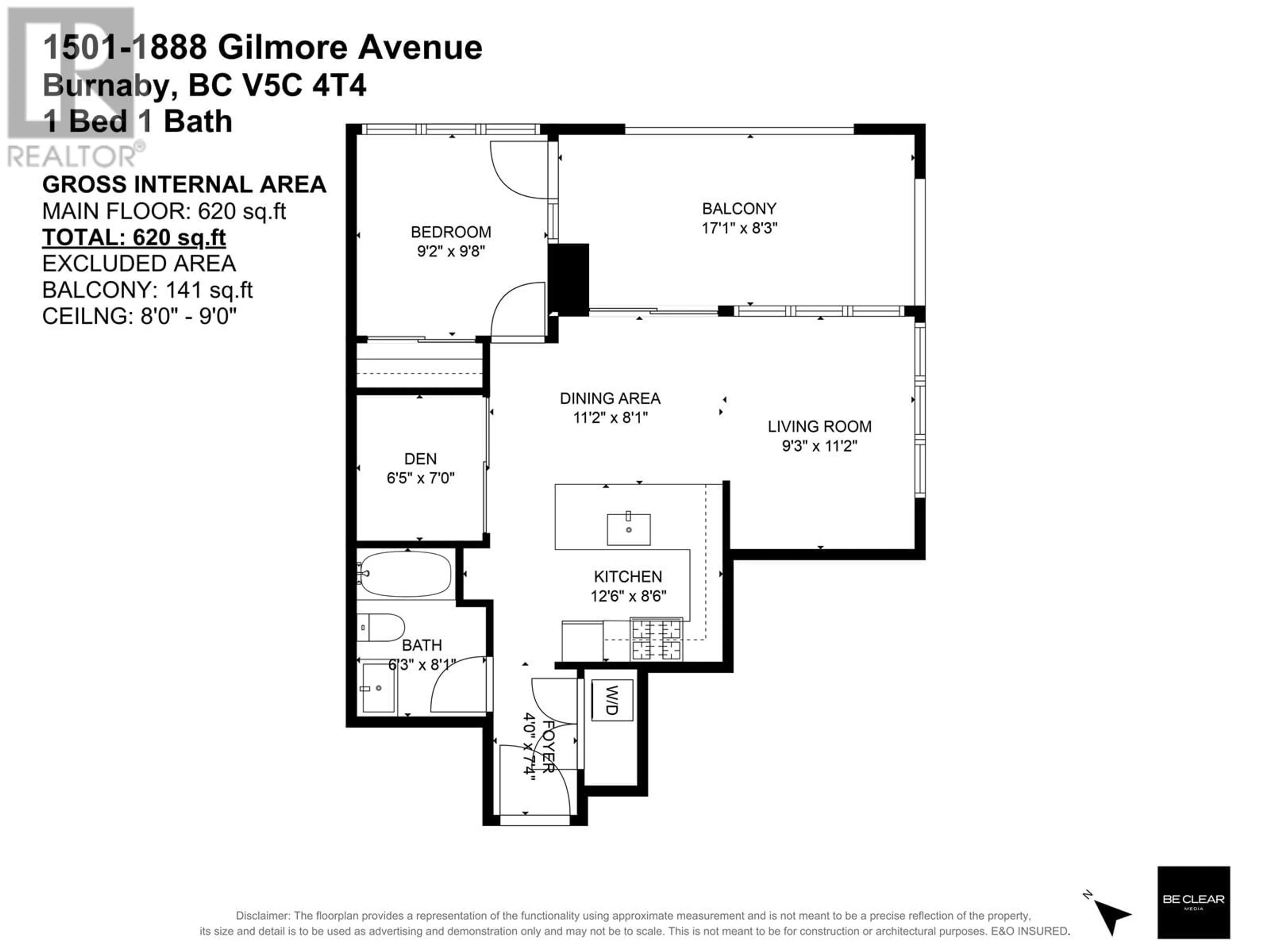 Floor plan for 1501 1888 GILMORE AVENUE, Burnaby British Columbia V5C0L2