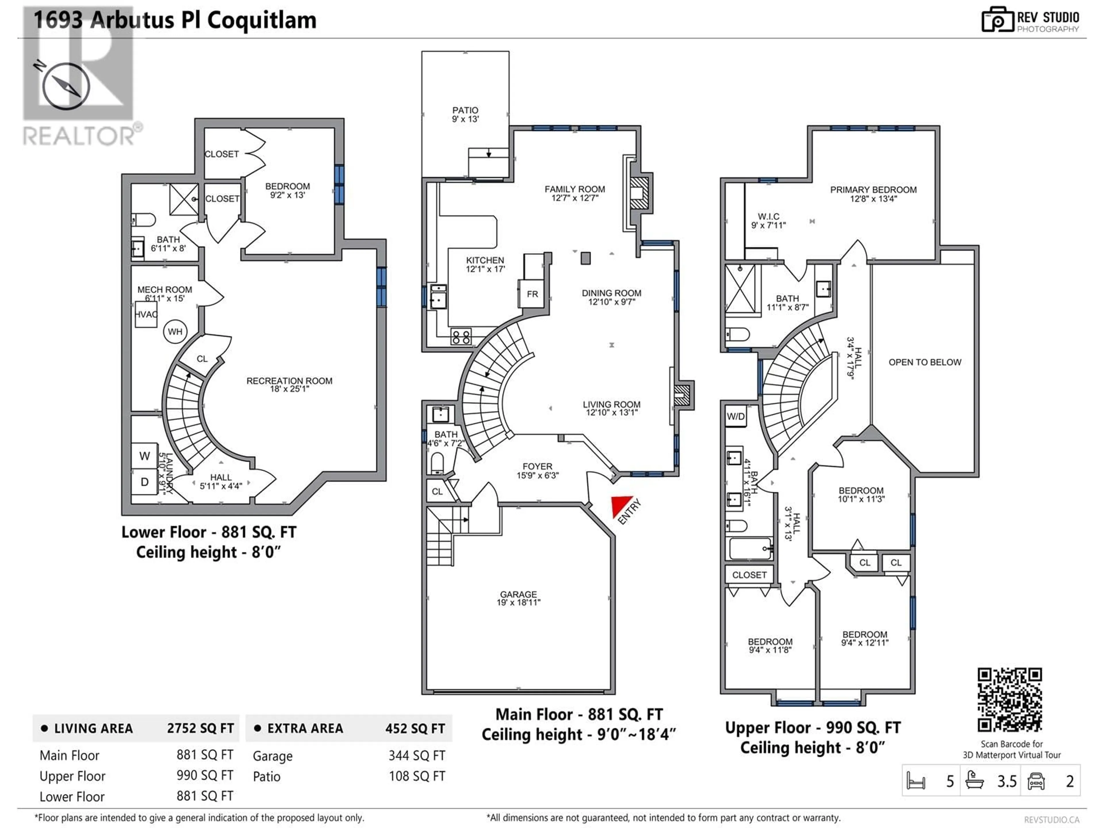 Floor plan for 1693 ARBUTUS PLACE, Coquitlam British Columbia V3E3K2