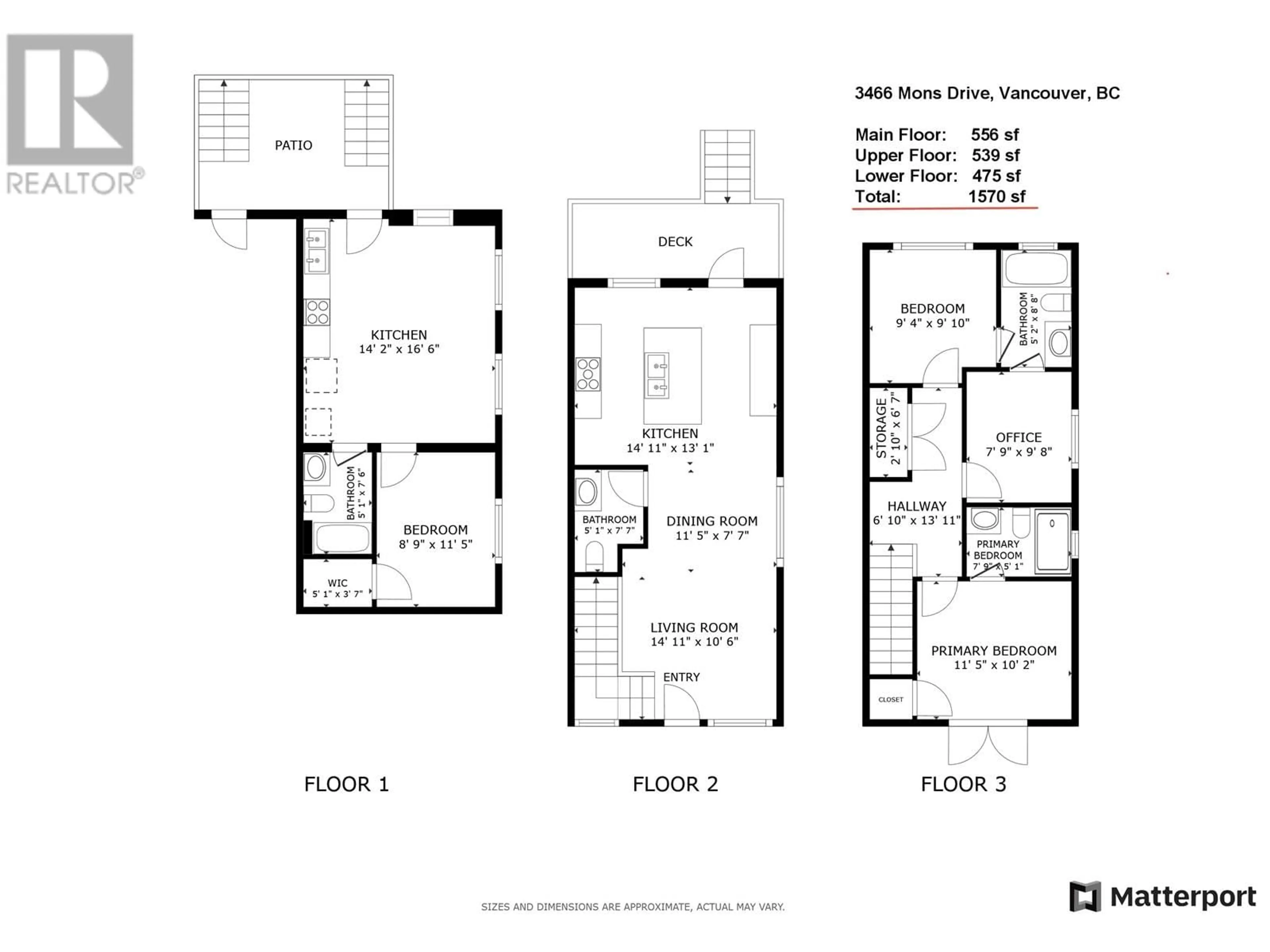 Floor plan for 3468 MONS DRIVE, Vancouver British Columbia V5M3E6