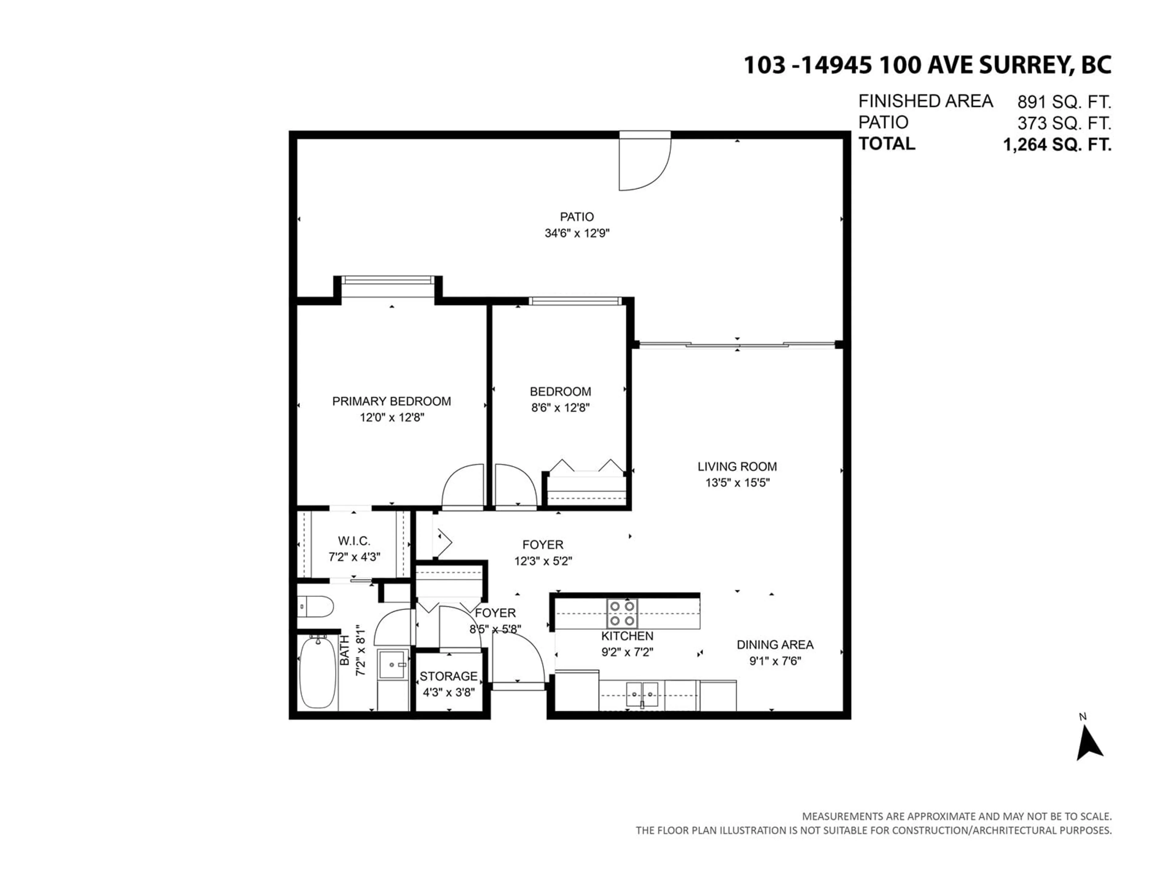 Floor plan for 103 14945 100 AVENUE, Surrey British Columbia V3R1J6