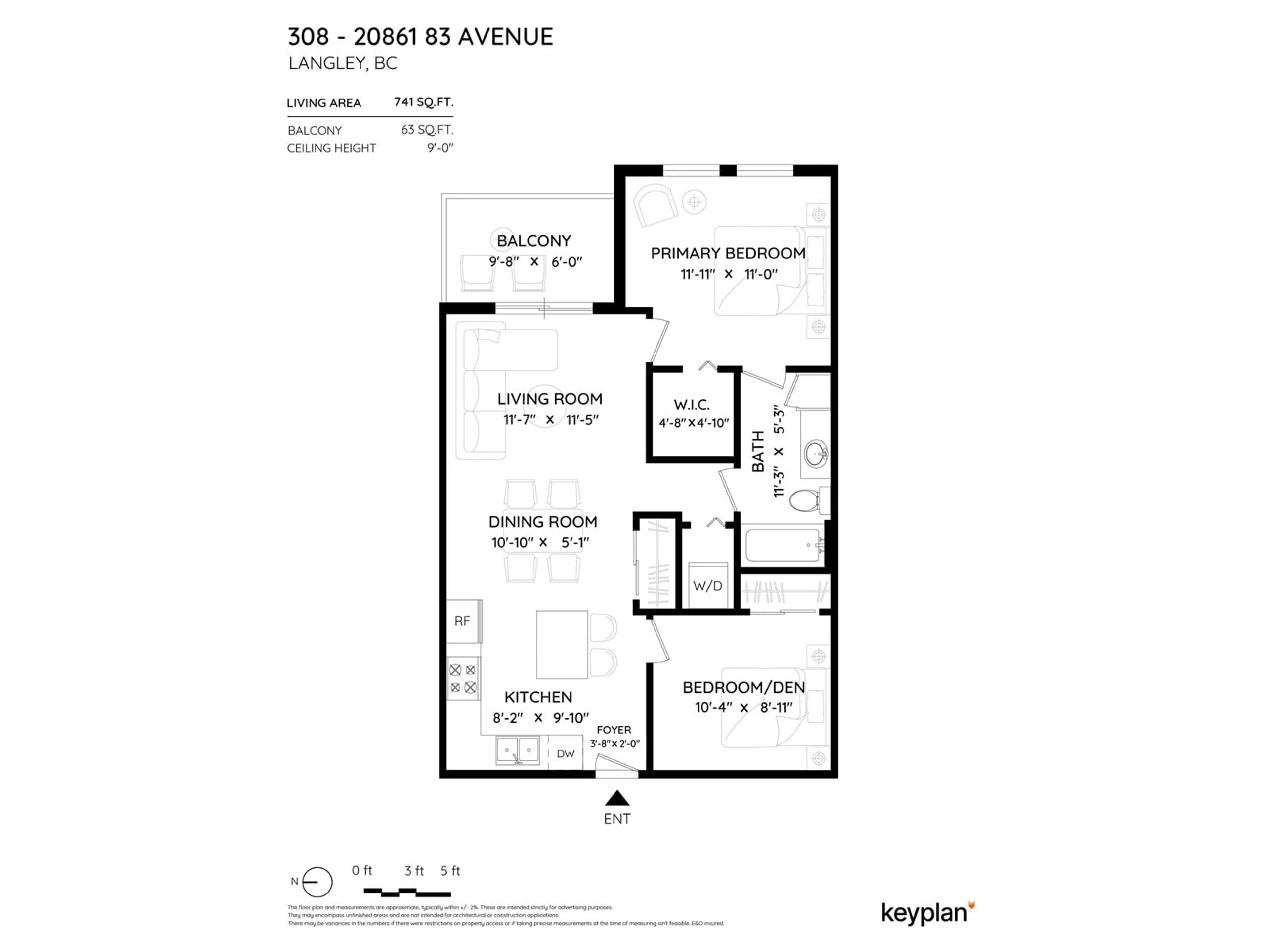 Floor plan for 308 20861 83 AVENUE, Langley British Columbia V2Y0M8