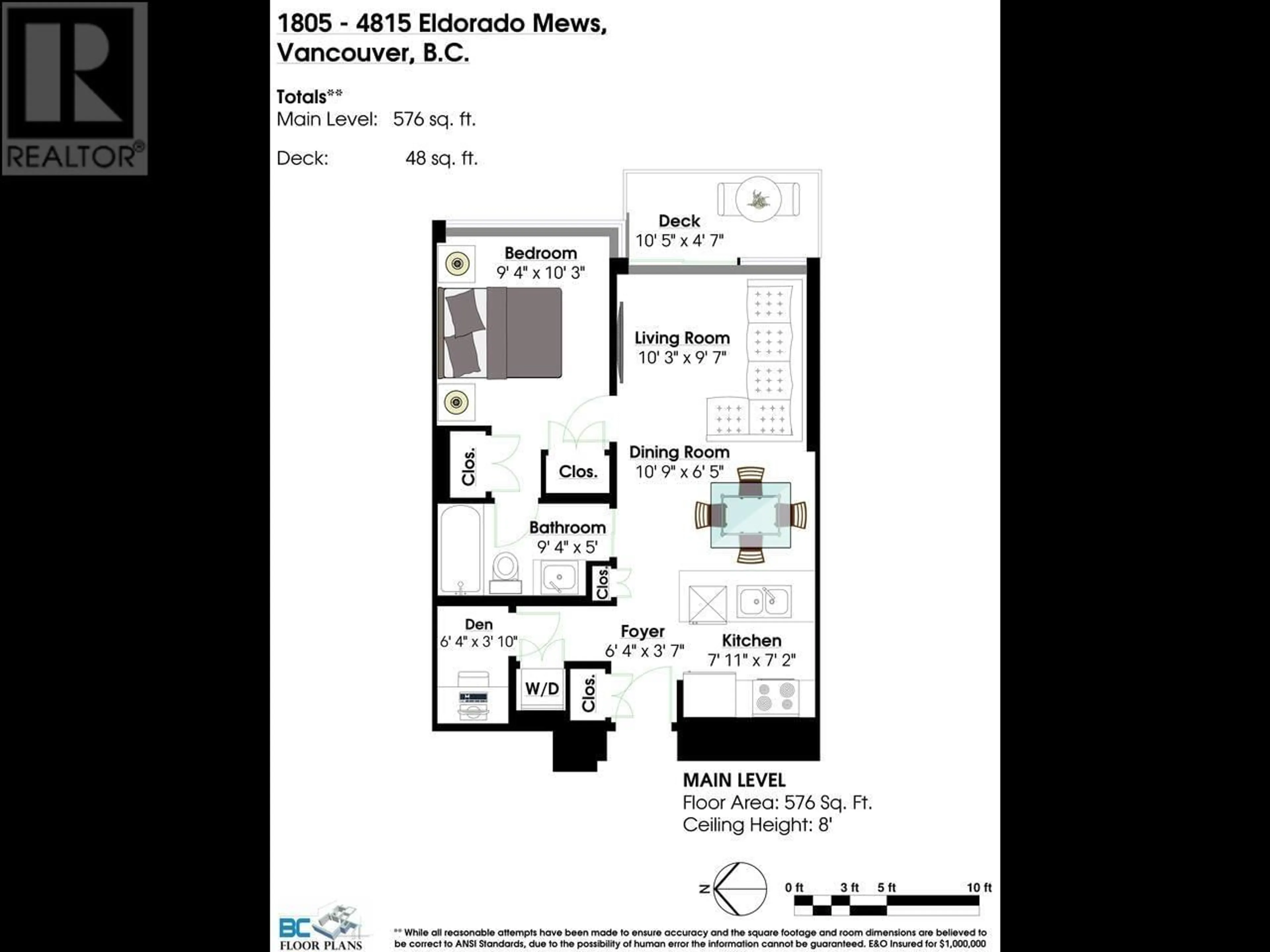 Floor plan for 1805 4815 ELDORADO MEWS, Vancouver British Columbia V5R0B2