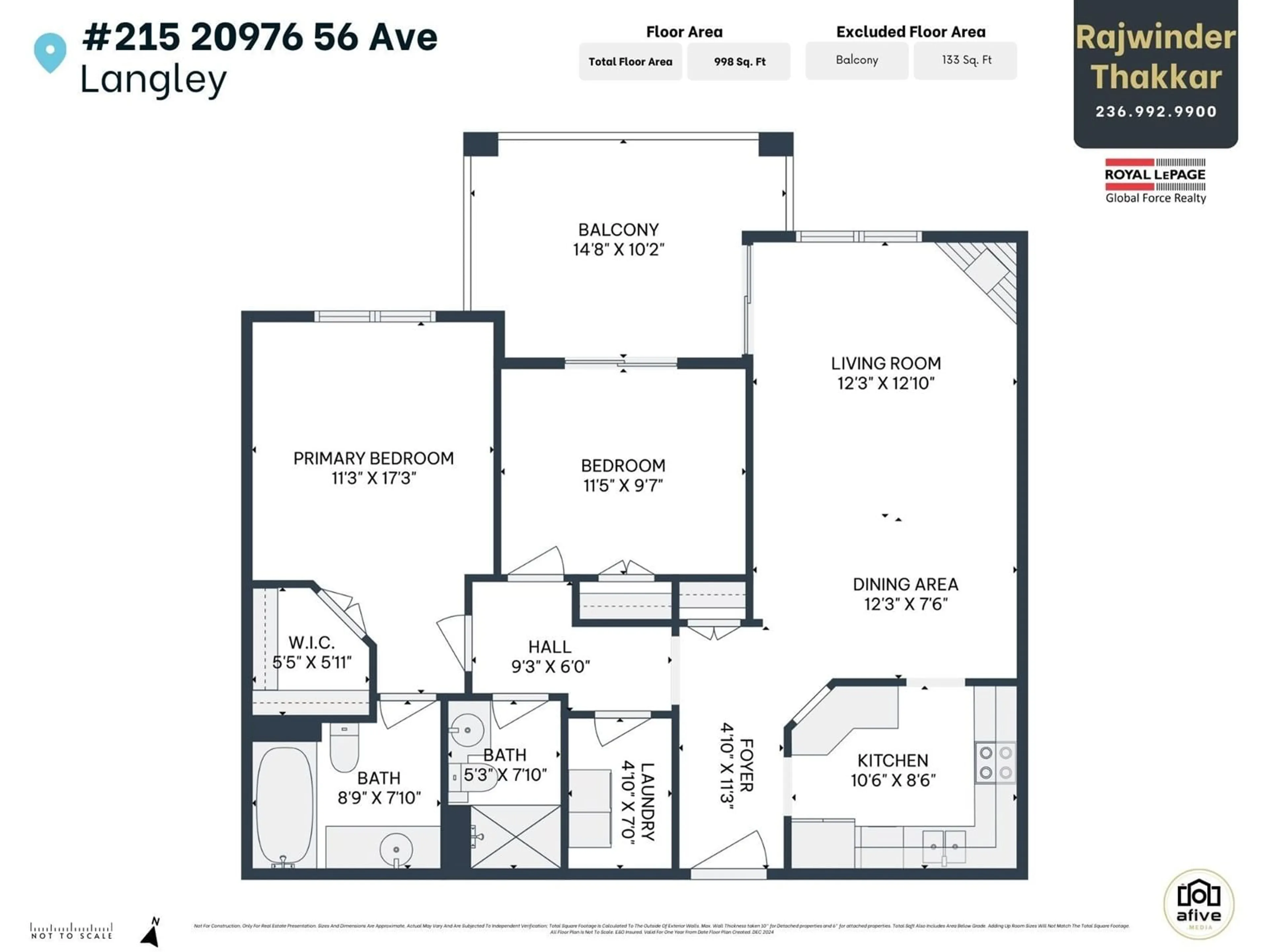 Floor plan for 215 20976 56 AVENUE, Langley British Columbia V3A7Z2