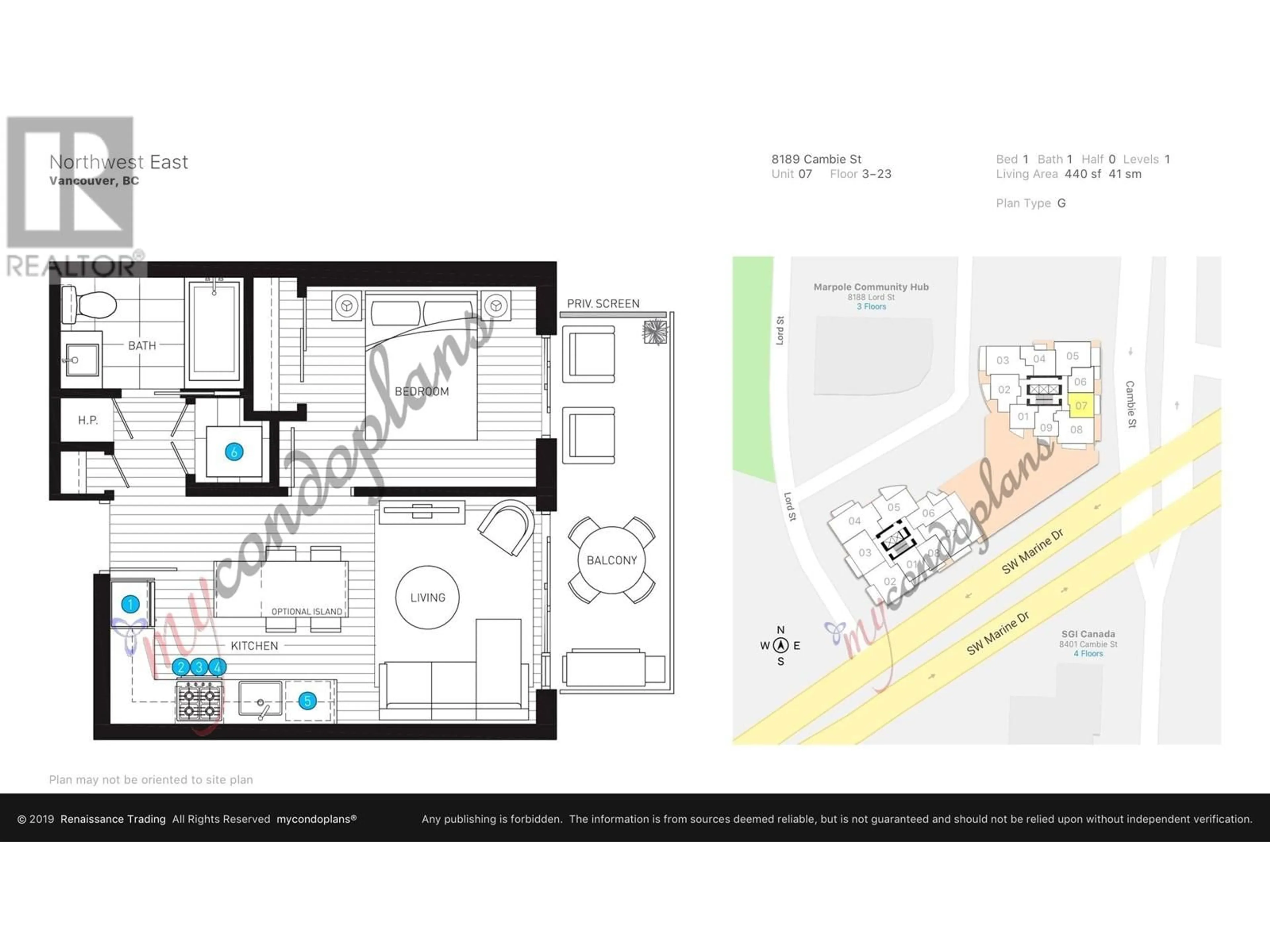 Floor plan for 707 8189 CAMBIE STREET, Vancouver British Columbia V6P0G6