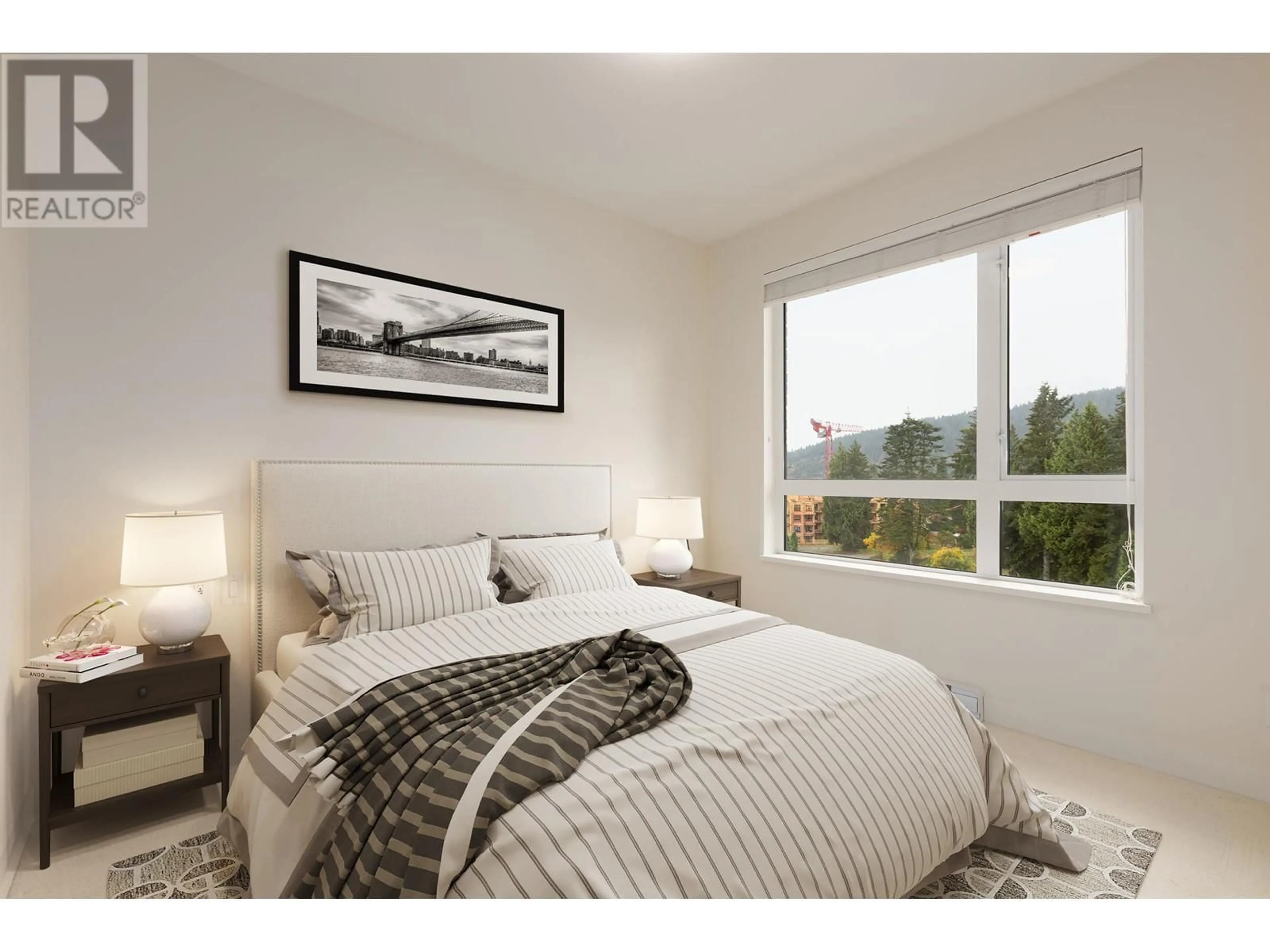 Bedroom with bed, wood/laminate floor for 410 721 ANSKAR COURT, Coquitlam British Columbia V3J0L4