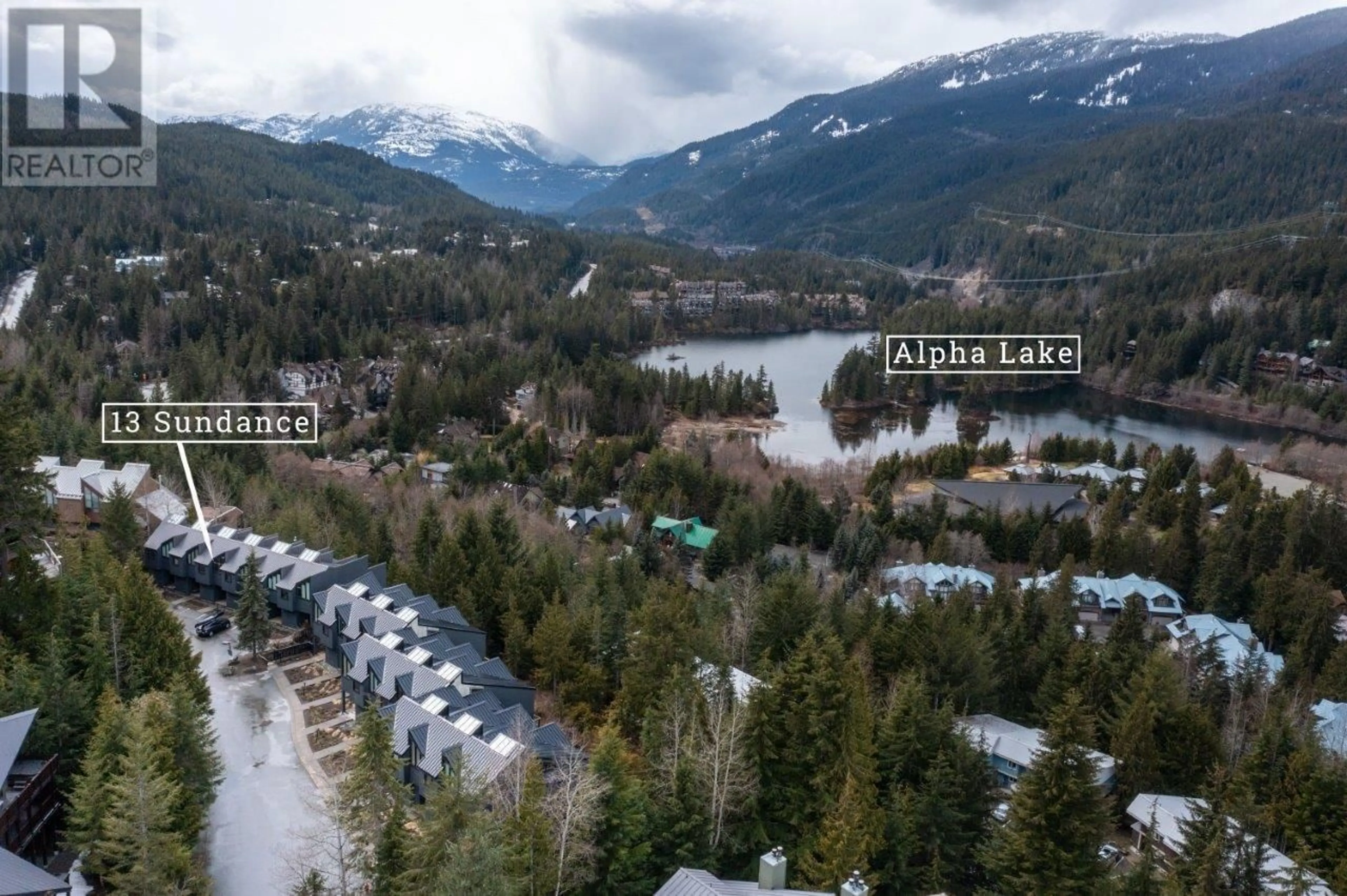 A pic from outside/outdoor area/front of a property/back of a property/a pic from drone, mountain view for 13 2221 GONDOLA WAY, Whistler British Columbia V8E0M8