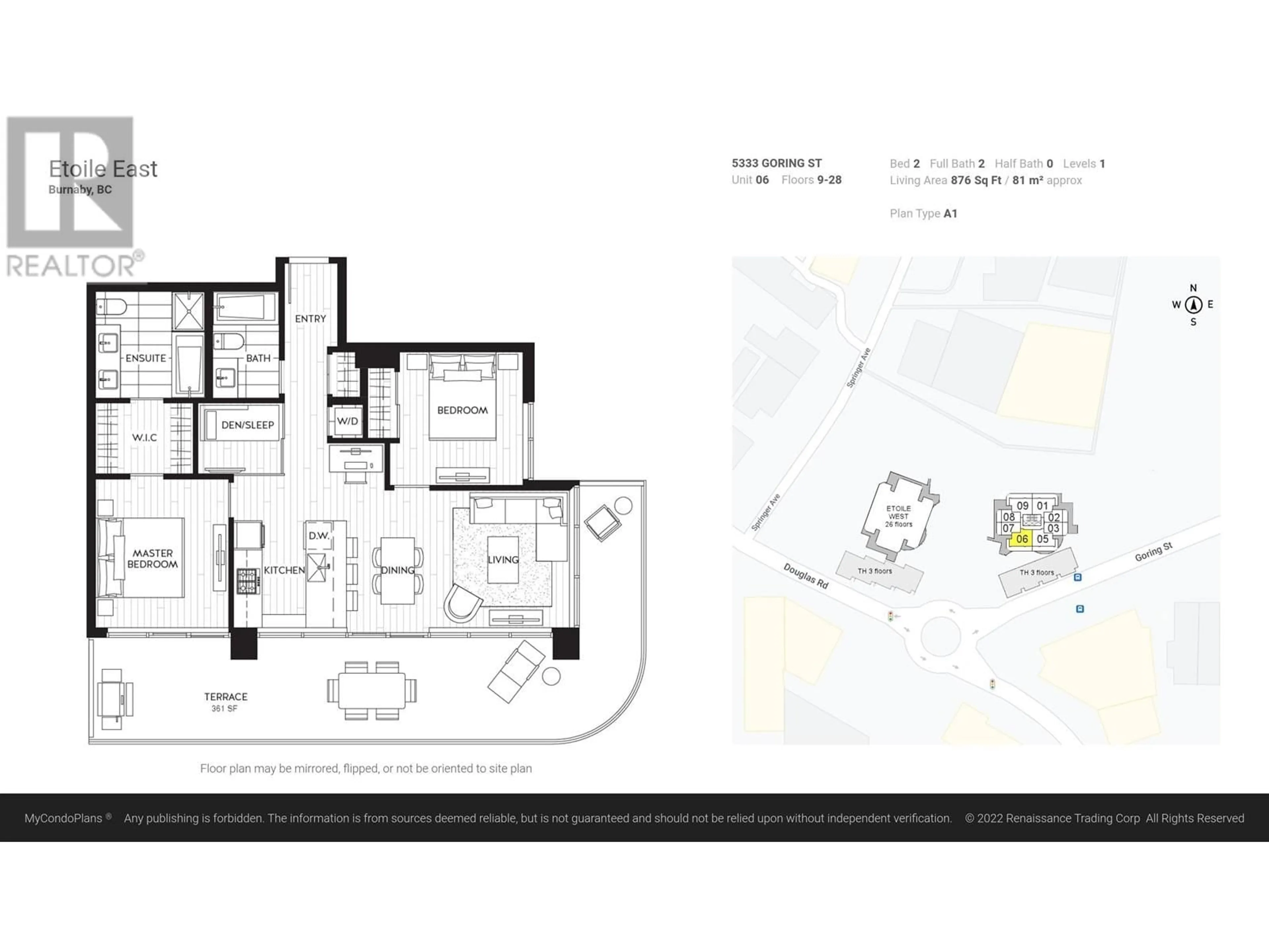 Floor plan for 1306 5333 GORING STREET, Burnaby British Columbia V5B0B6