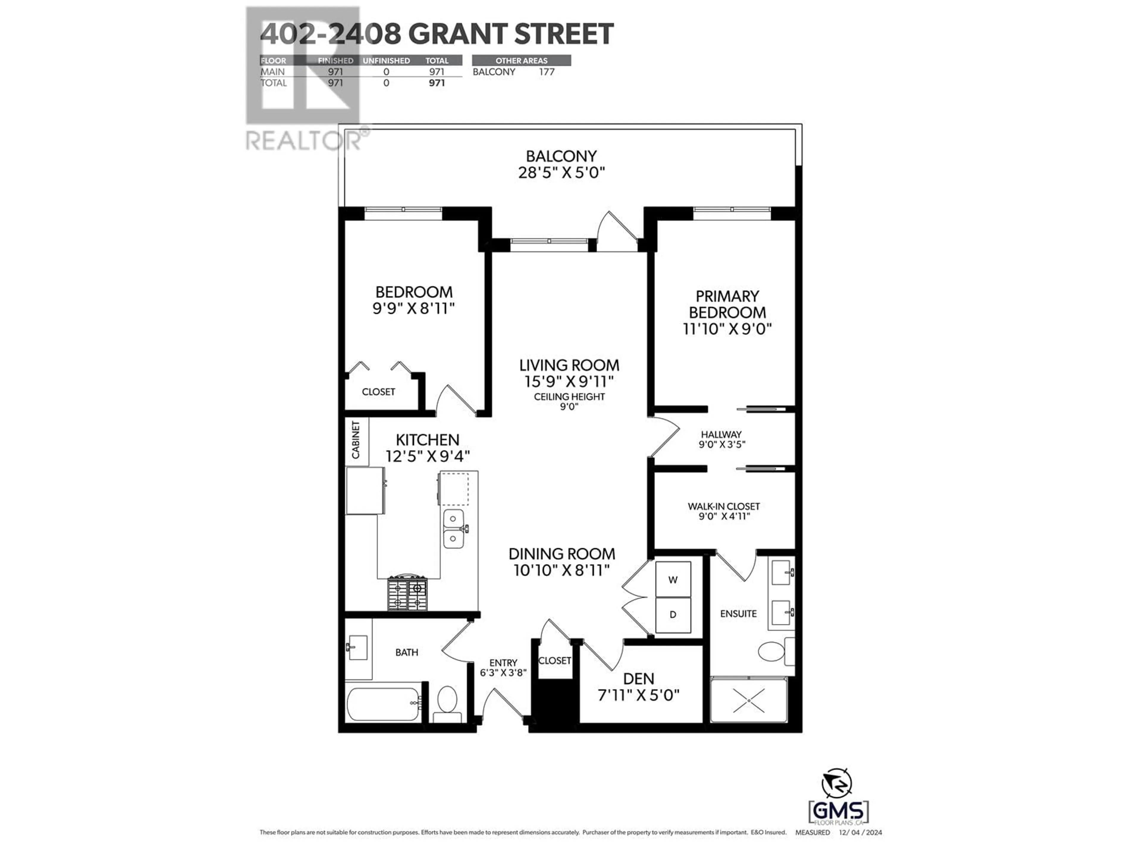 Floor plan for 402 2408 GRANT STREET, Vancouver British Columbia V5K3G4