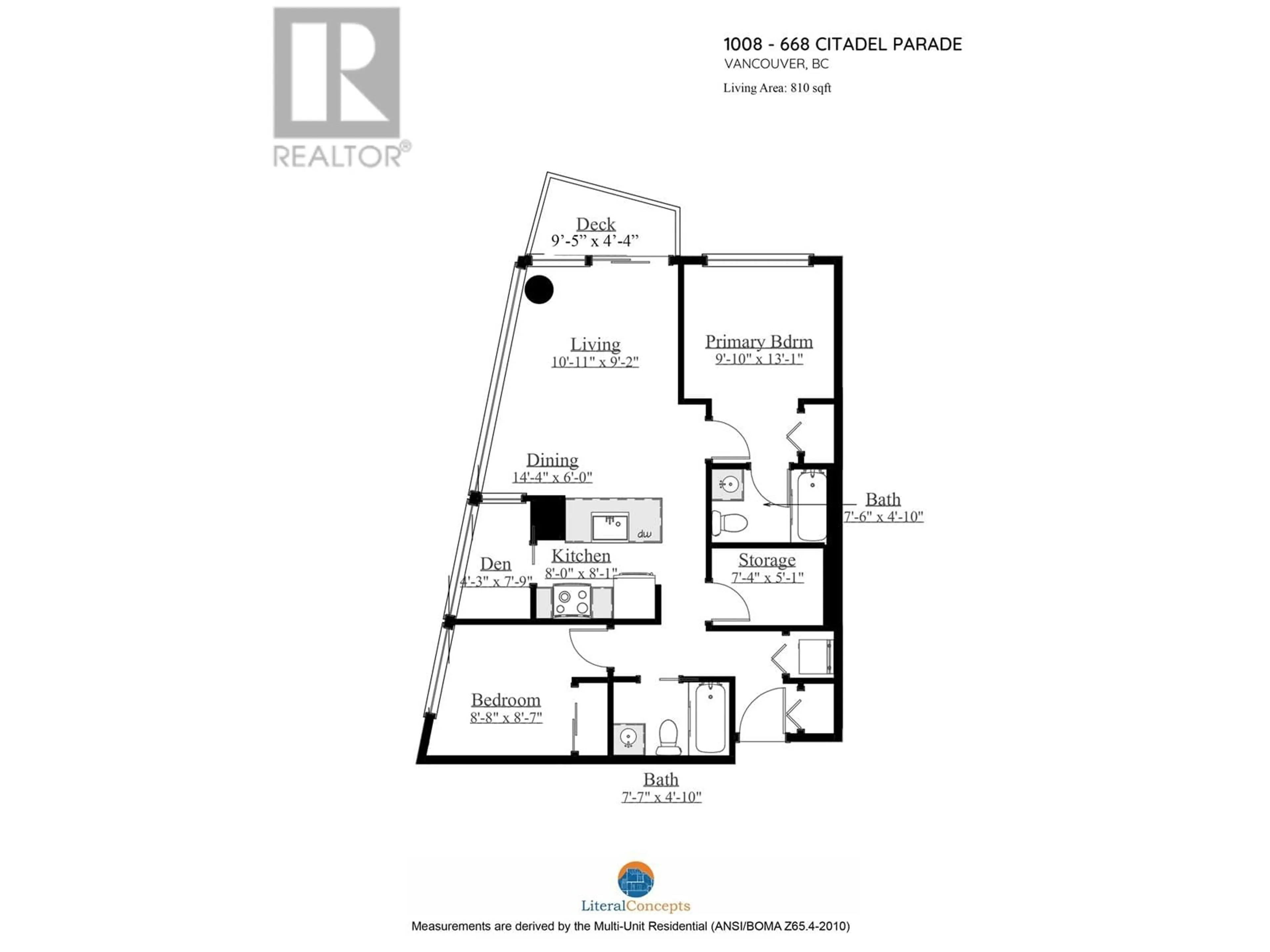 Floor plan for 2308 668 CITADEL PARADE, Vancouver British Columbia V6B1W6