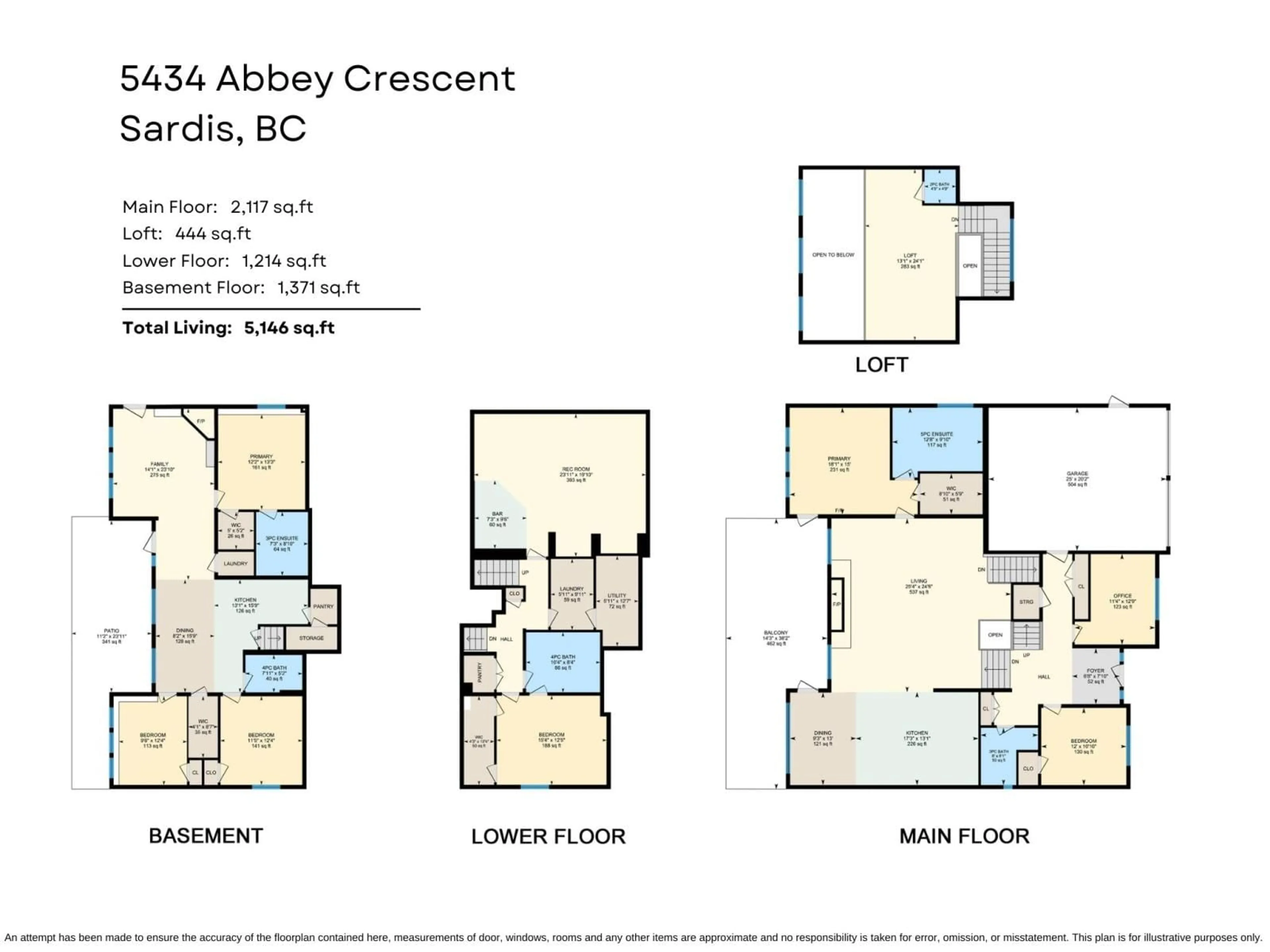 Floor plan for 5434 ABBEY CRESCENT, Sardis British Columbia V2R0J6