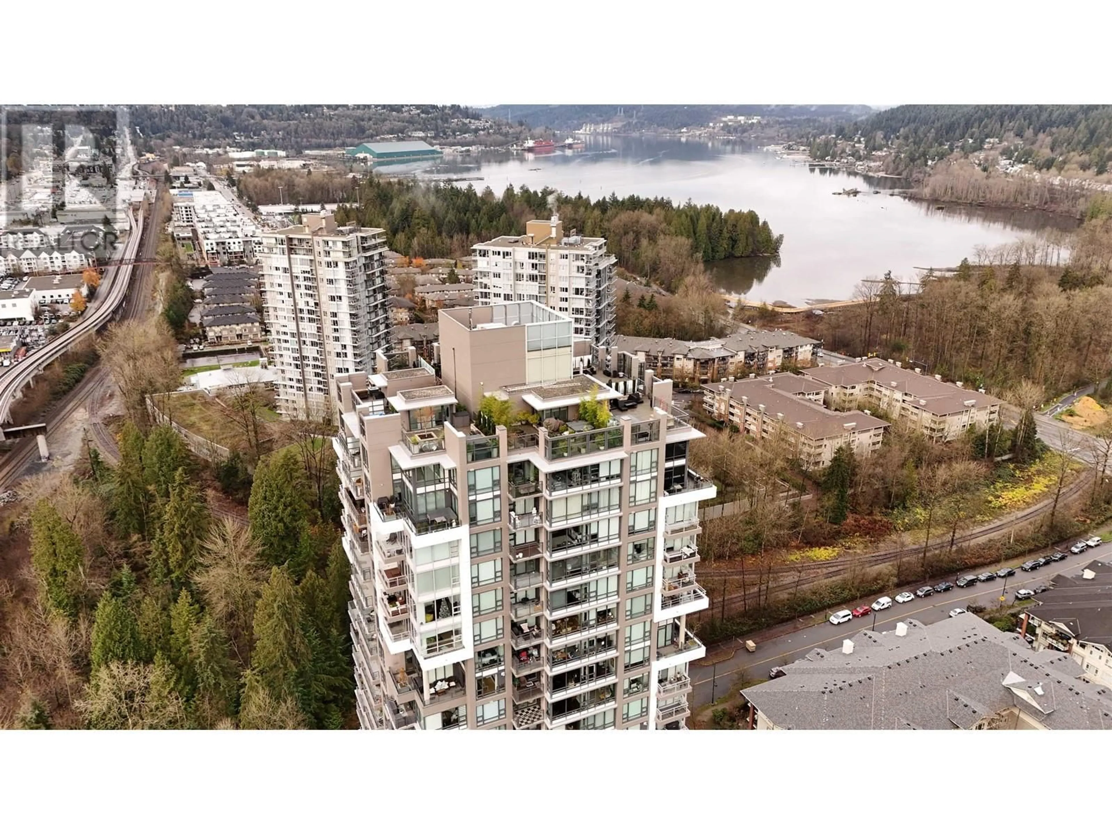 A pic from outside/outdoor area/front of a property/back of a property/a pic from drone, unknown for 903 301 CAPILANO ROAD, Port Moody British Columbia V3H0G6