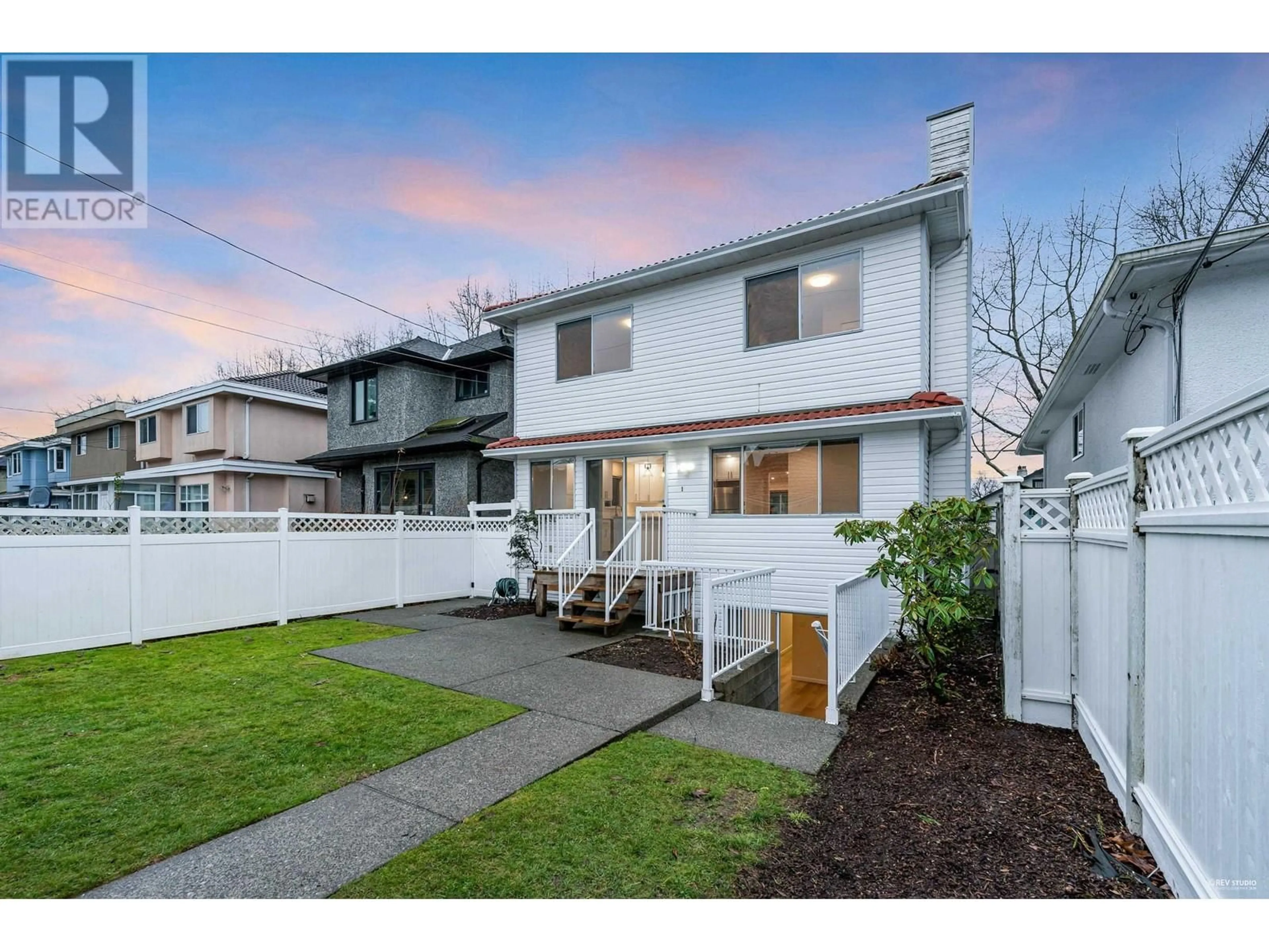 A pic from outside/outdoor area/front of a property/back of a property/a pic from drone, street for 1583 W 63RD AVENUE, Vancouver British Columbia V6P2H5