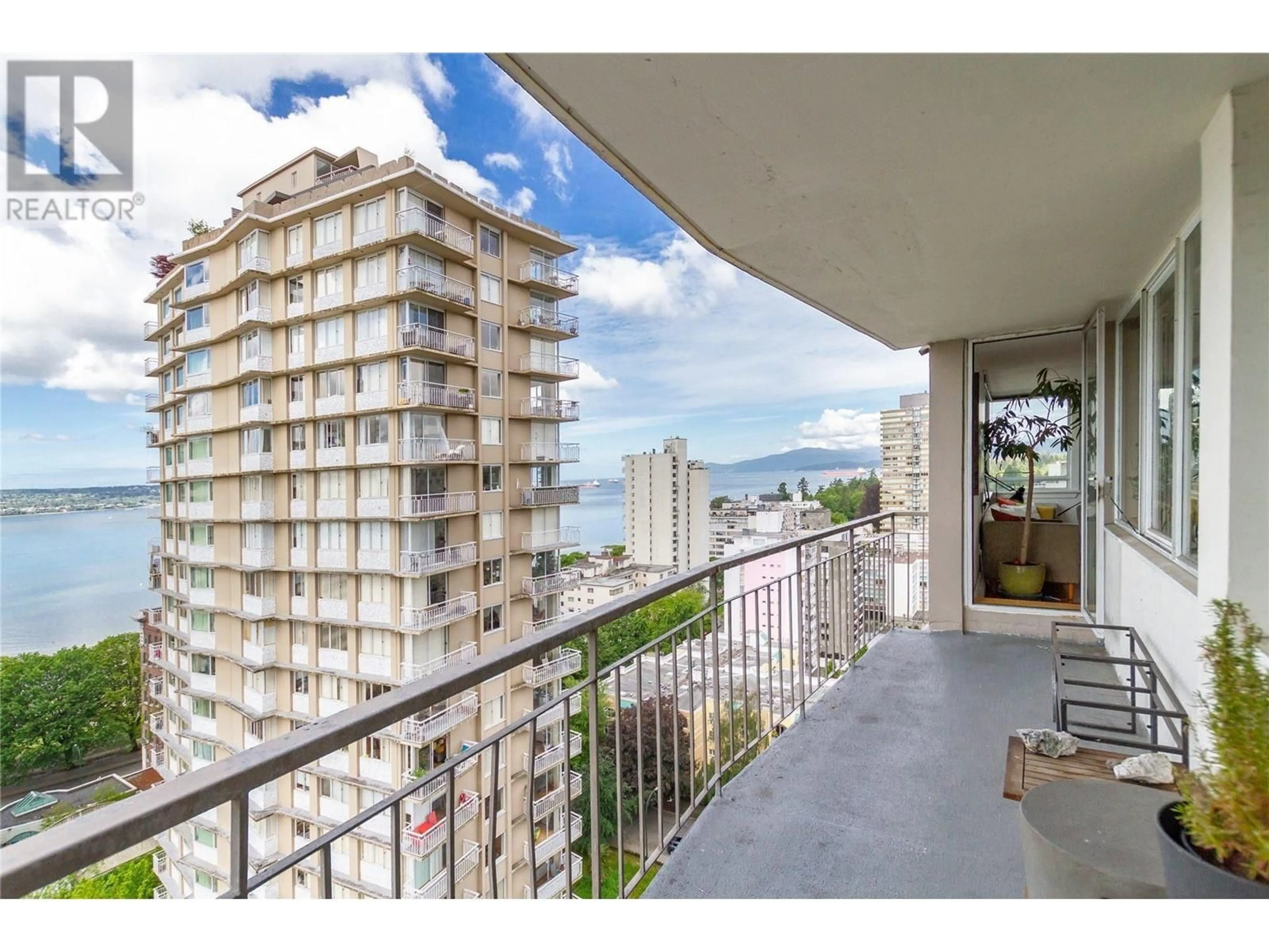 Balcony in the apartment, city buildings view from balcony for 1802-1850 COMOX STREET, Vancouver British Columbia V6G1R3