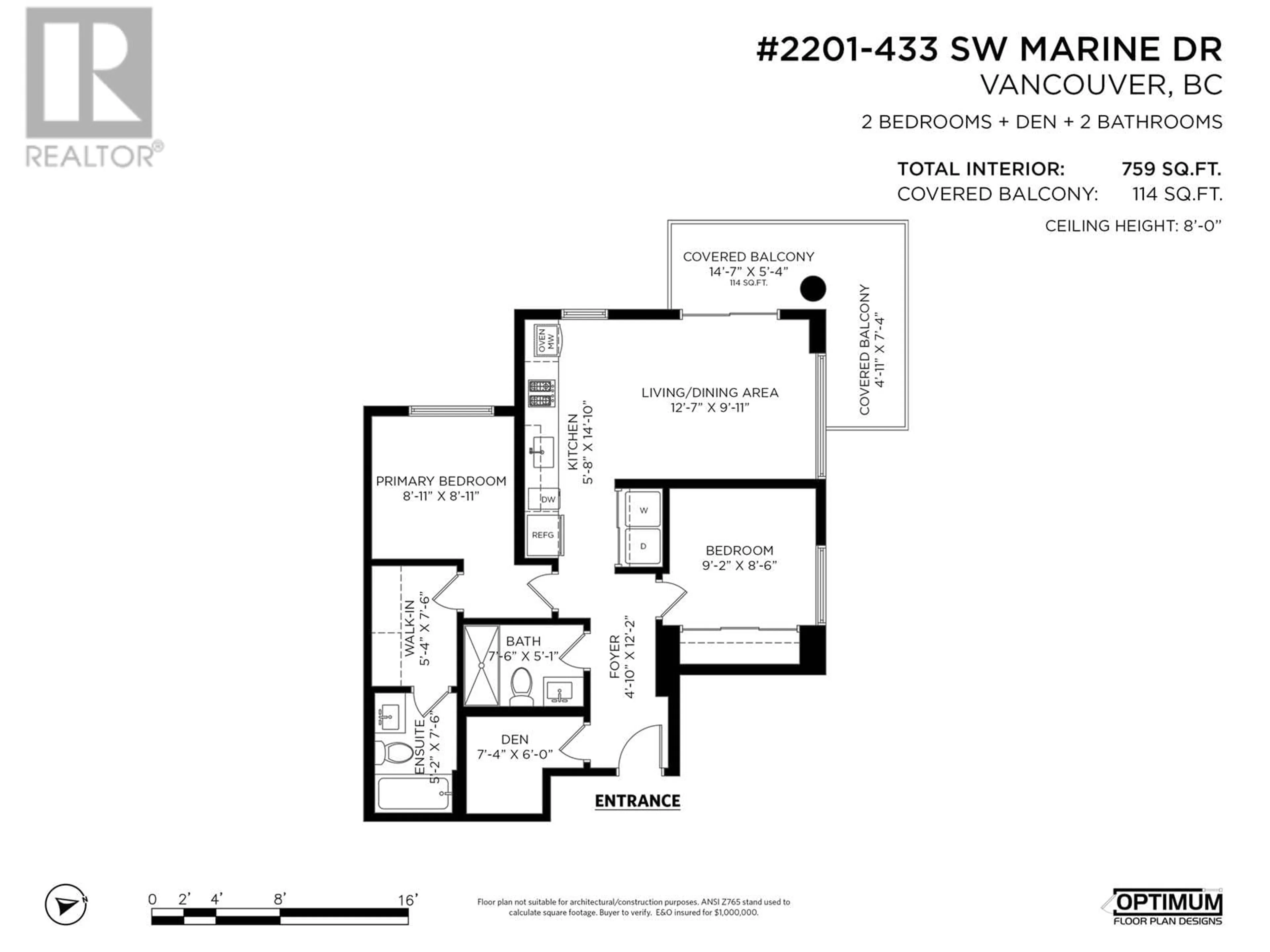 Floor plan for 2201 433 SW MARINE DRIVE, Vancouver British Columbia V5X0H5