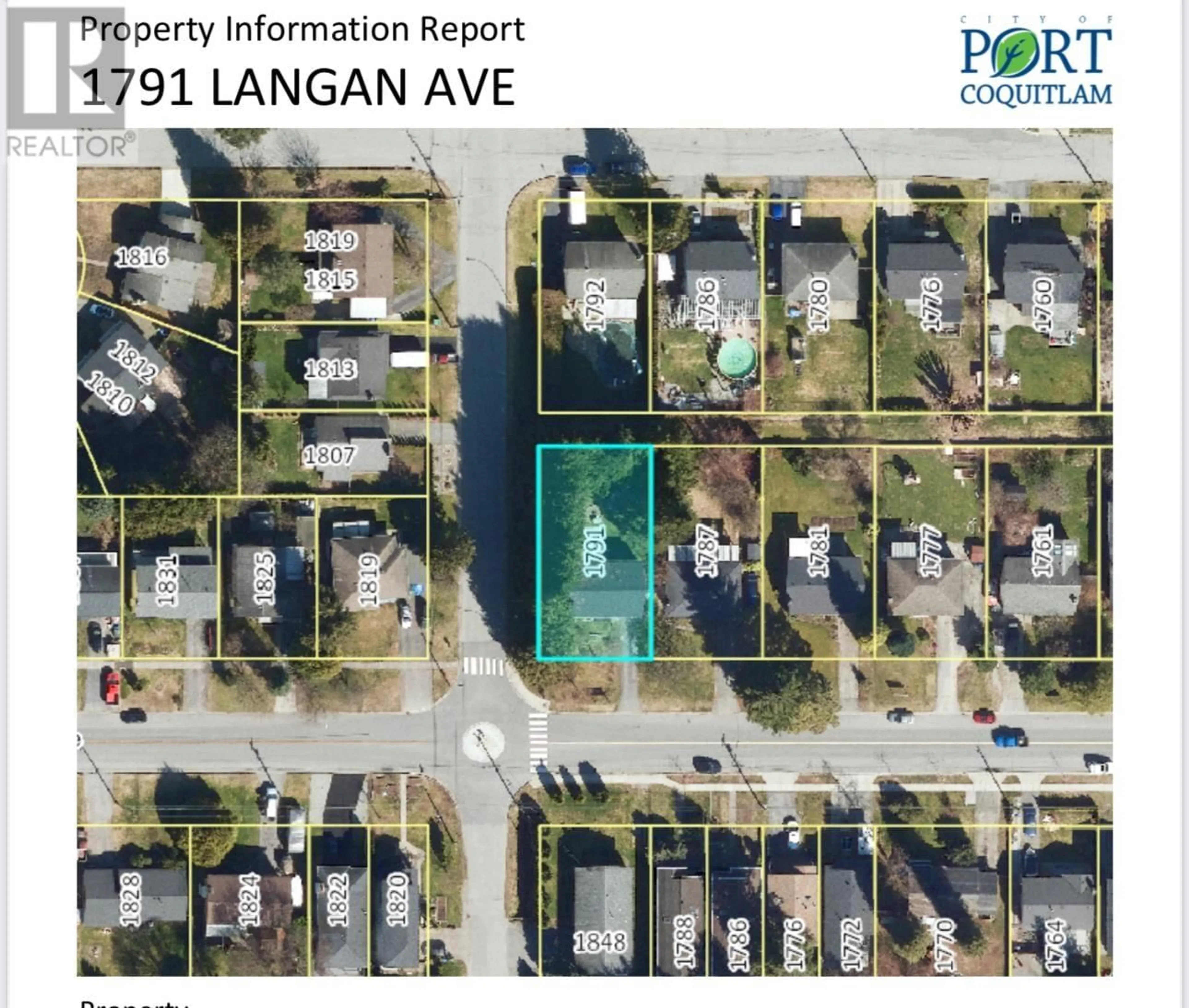 A pic from outside/outdoor area/front of a property/back of a property/a pic from drone, street for 1791 LANGAN AVENUE, Port Coquitlam British Columbia V3C1K8