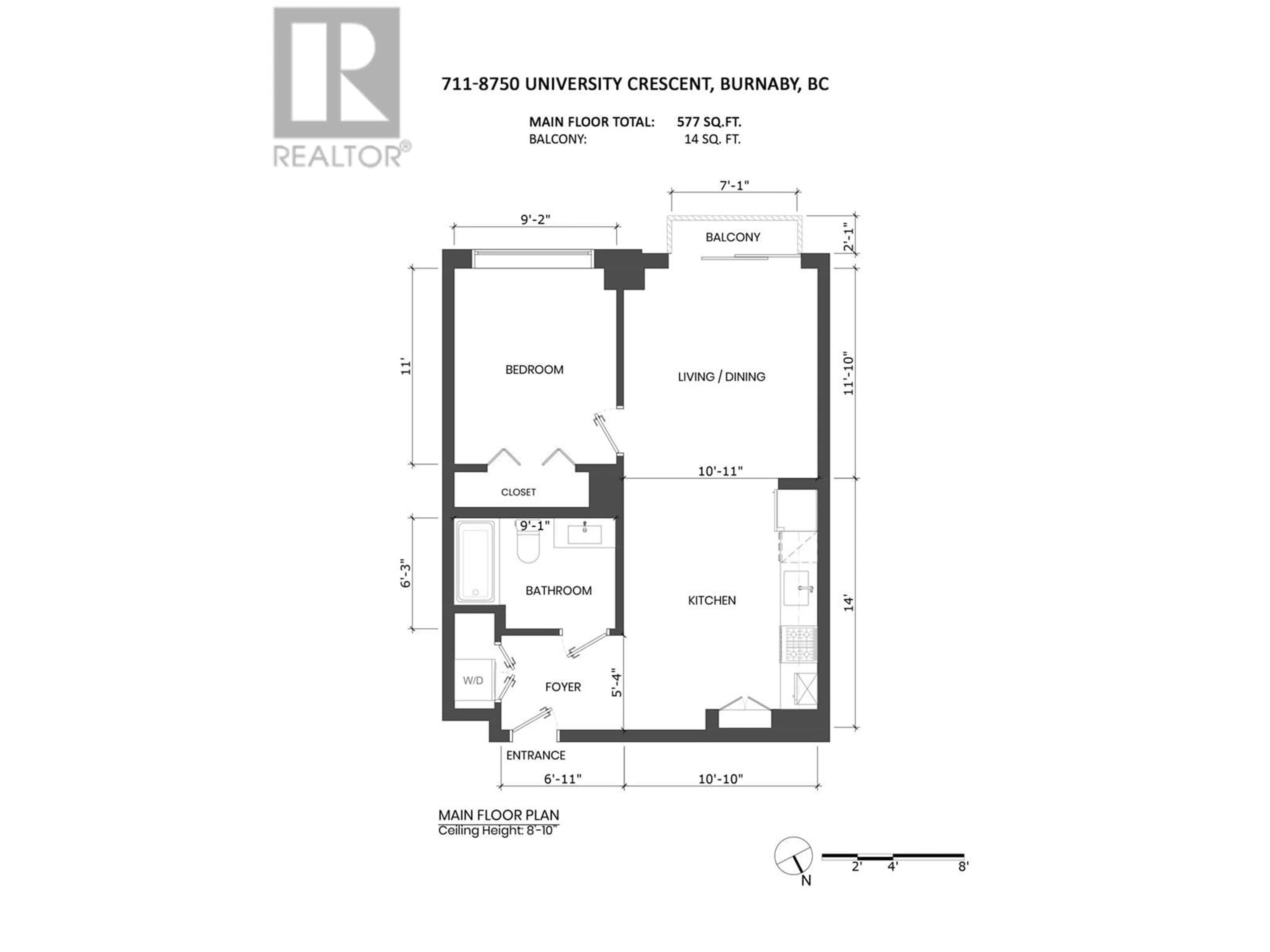 Floor plan for 711 8750 UNIVERSITY CRESCENT, Burnaby British Columbia V5A0G9