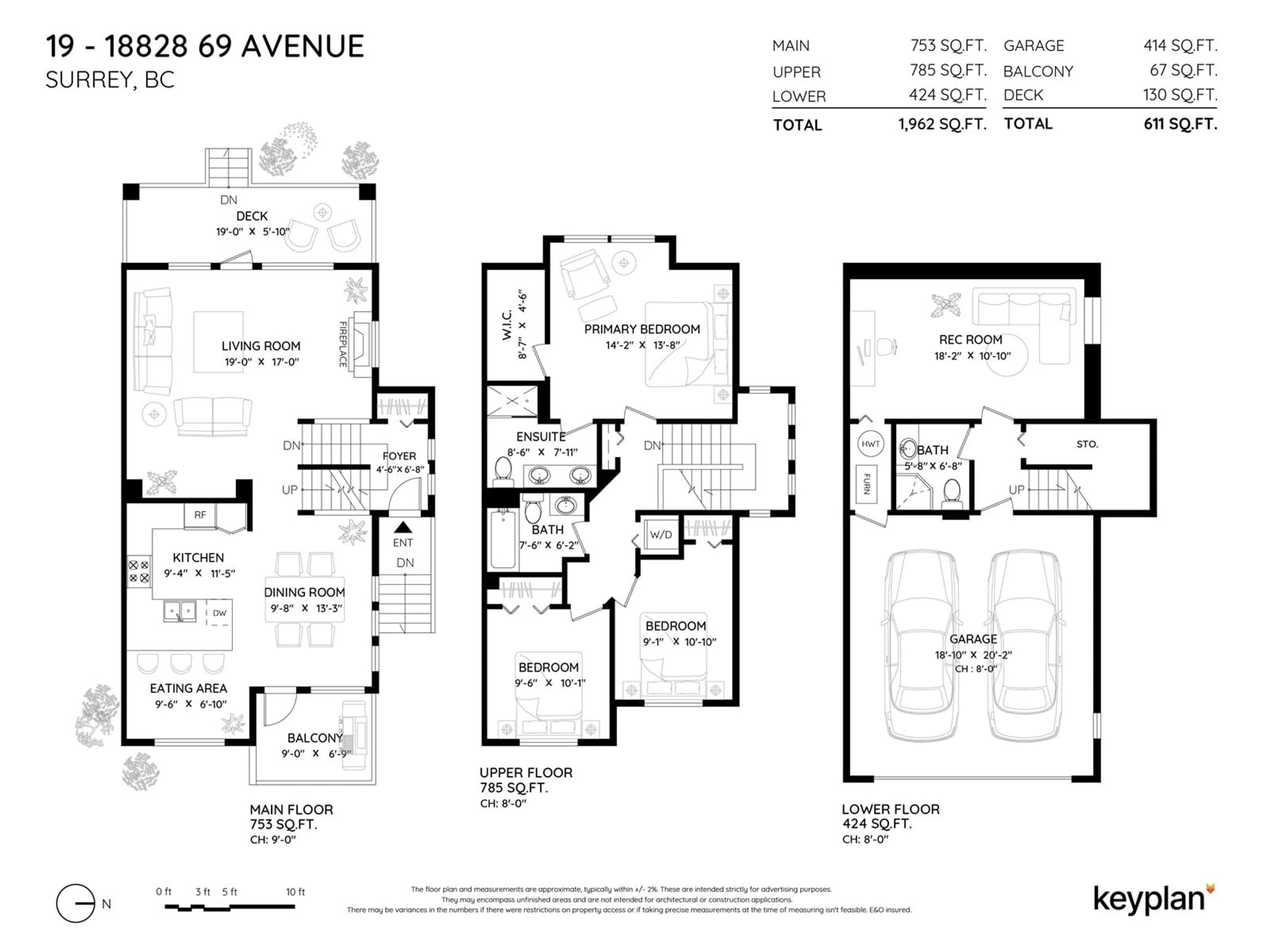 Floor plan for 19 18828 69 AVENUE, Surrey British Columbia V4N5L1