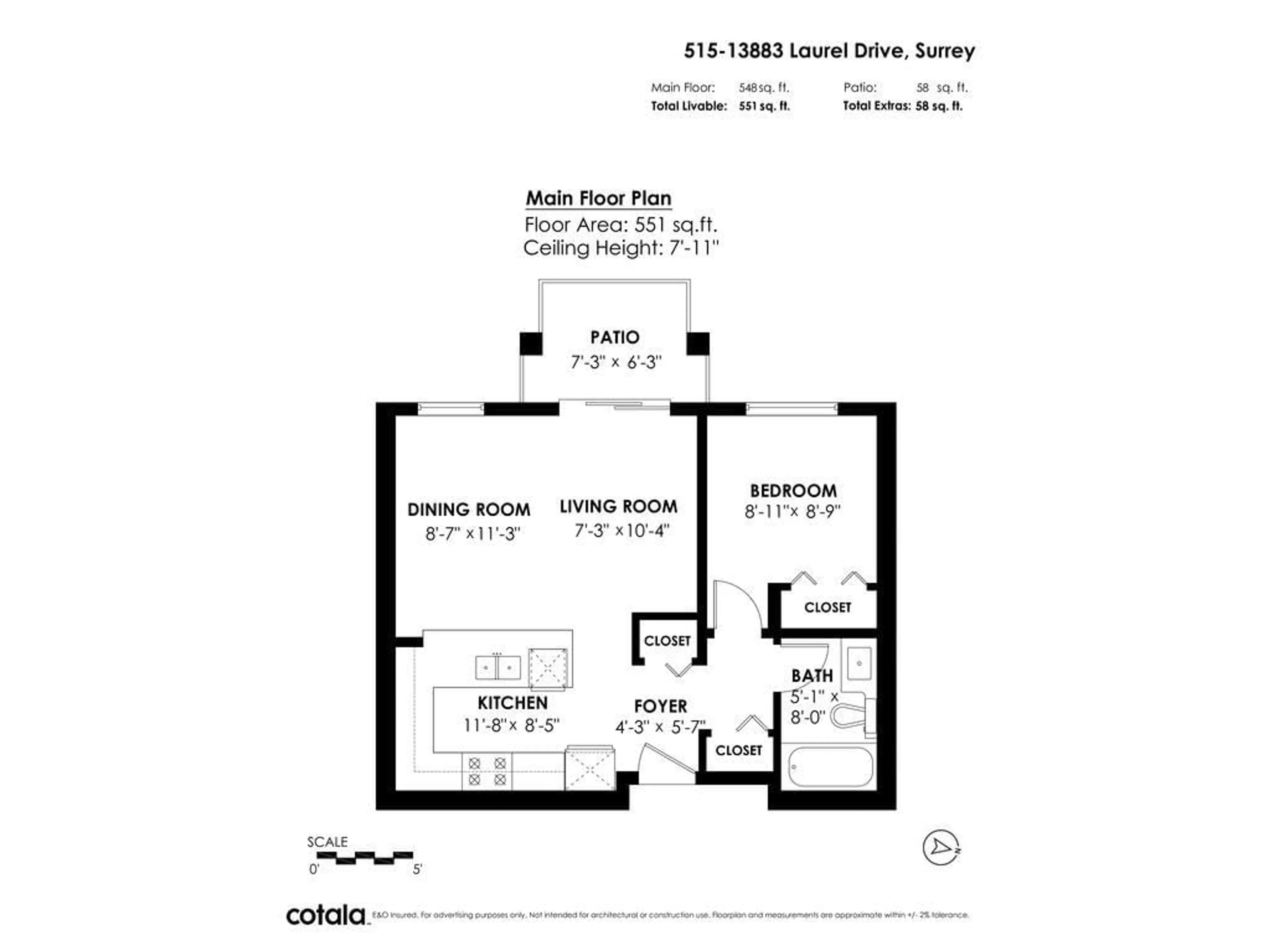 Floor plan for 515 13883 LAUREL DRIVE, Surrey British Columbia V3T1A8