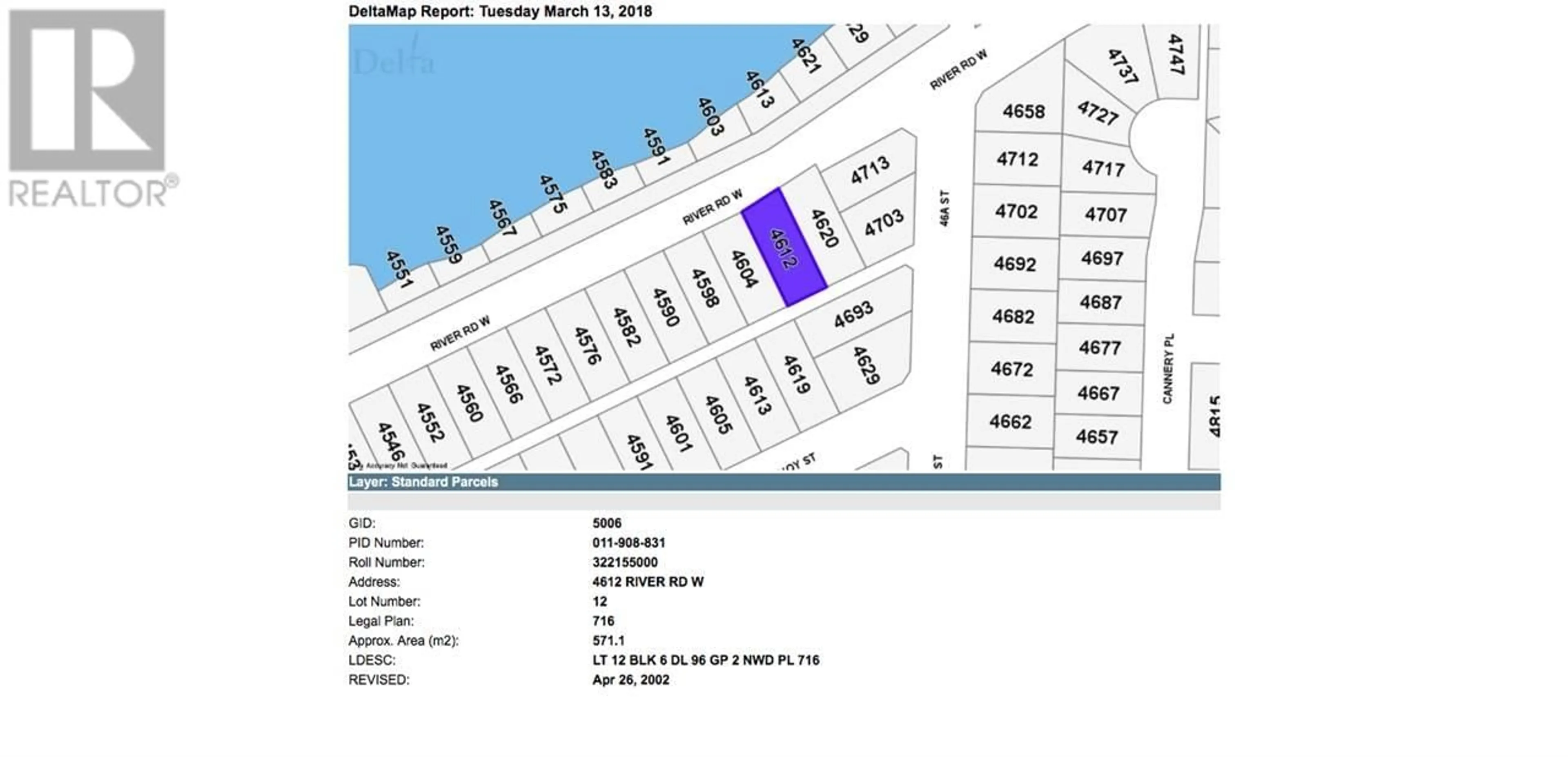 Picture of a map for 4612 W RIVER ROAD, Delta British Columbia V4K1S4