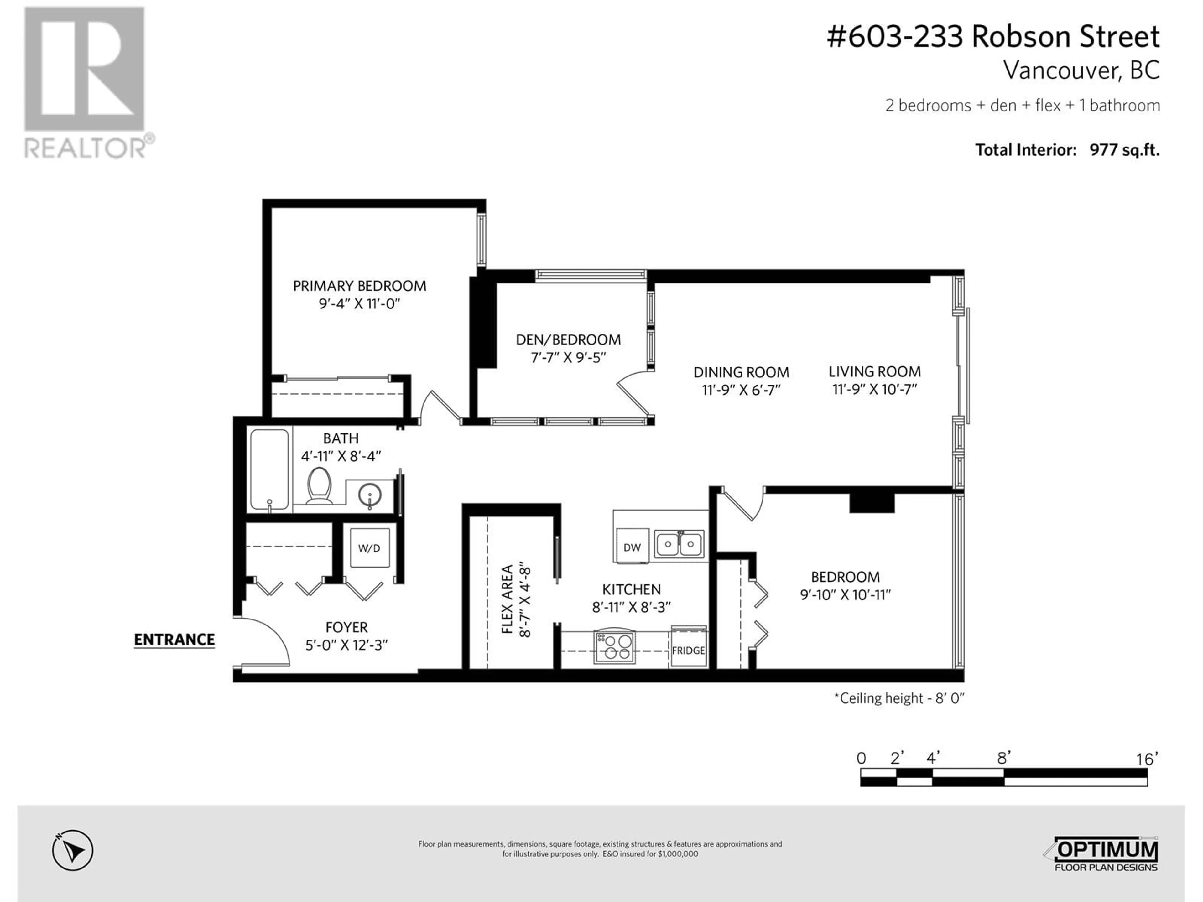 Floor plan for 603 233 ROBSON STREET, Vancouver British Columbia V6B0E8