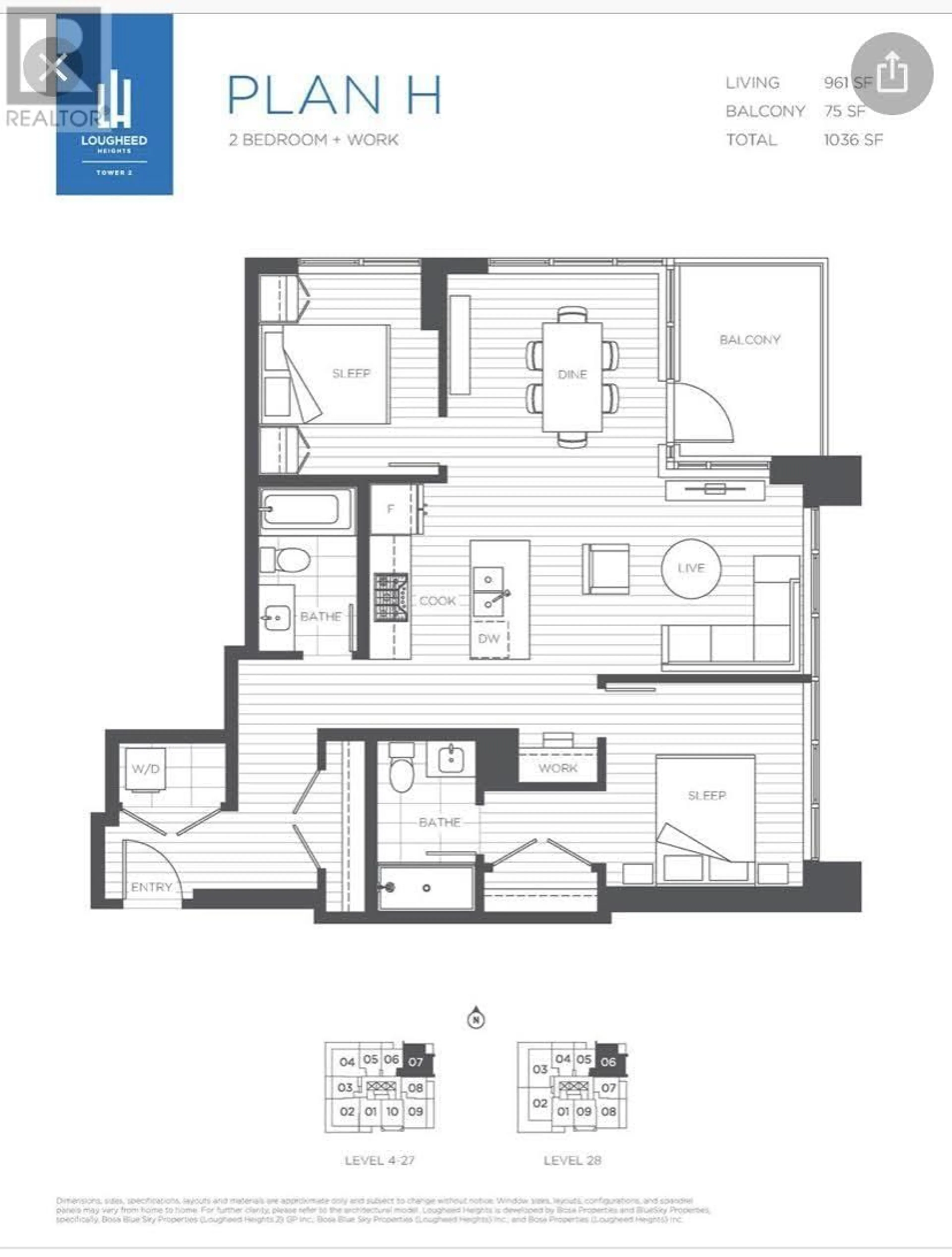 Floor plan for 1407 525 FOSTER AVENUE, Coquitlam British Columbia V3J0H6