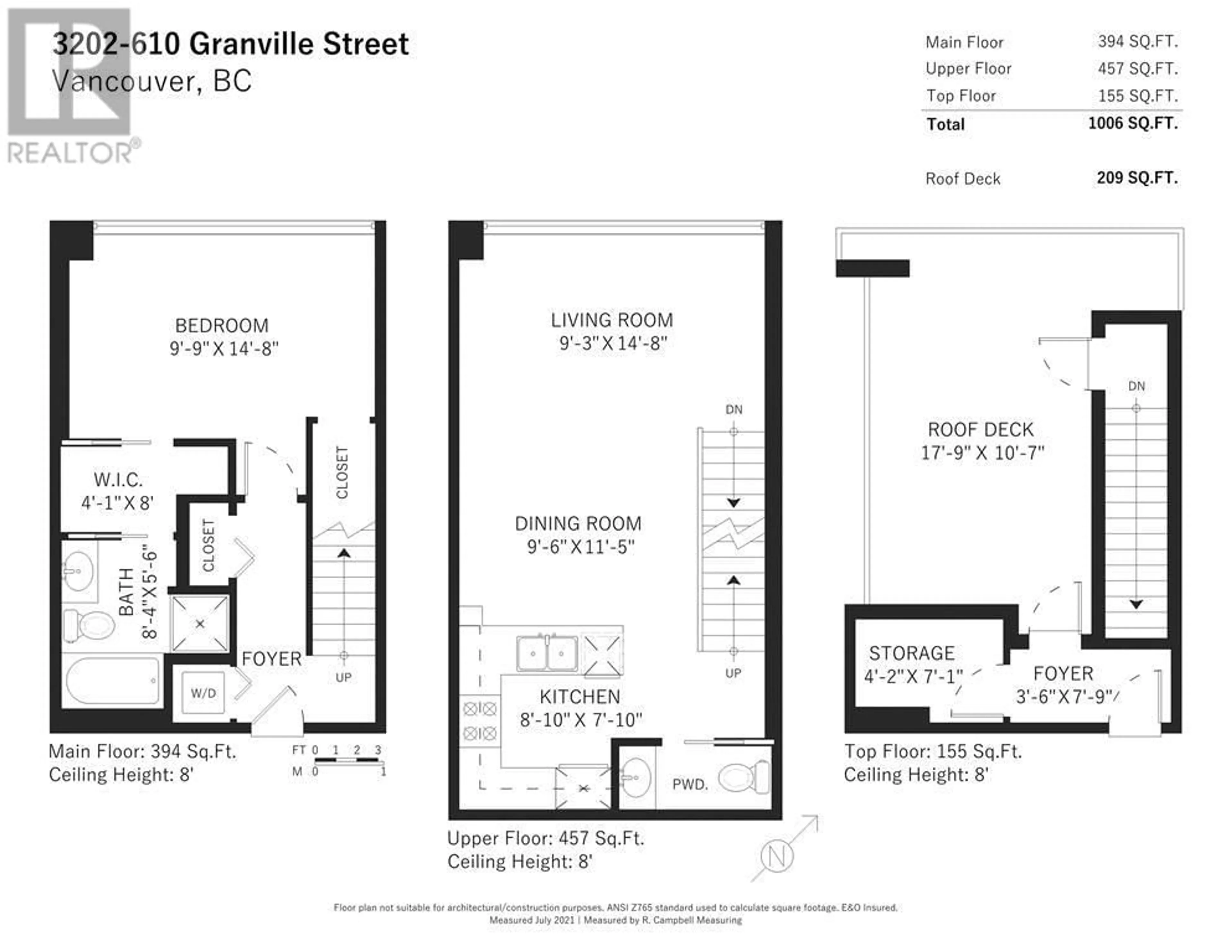 Floor plan for 3202 610 GRANVILLE STREET, Vancouver British Columbia V6C3T3