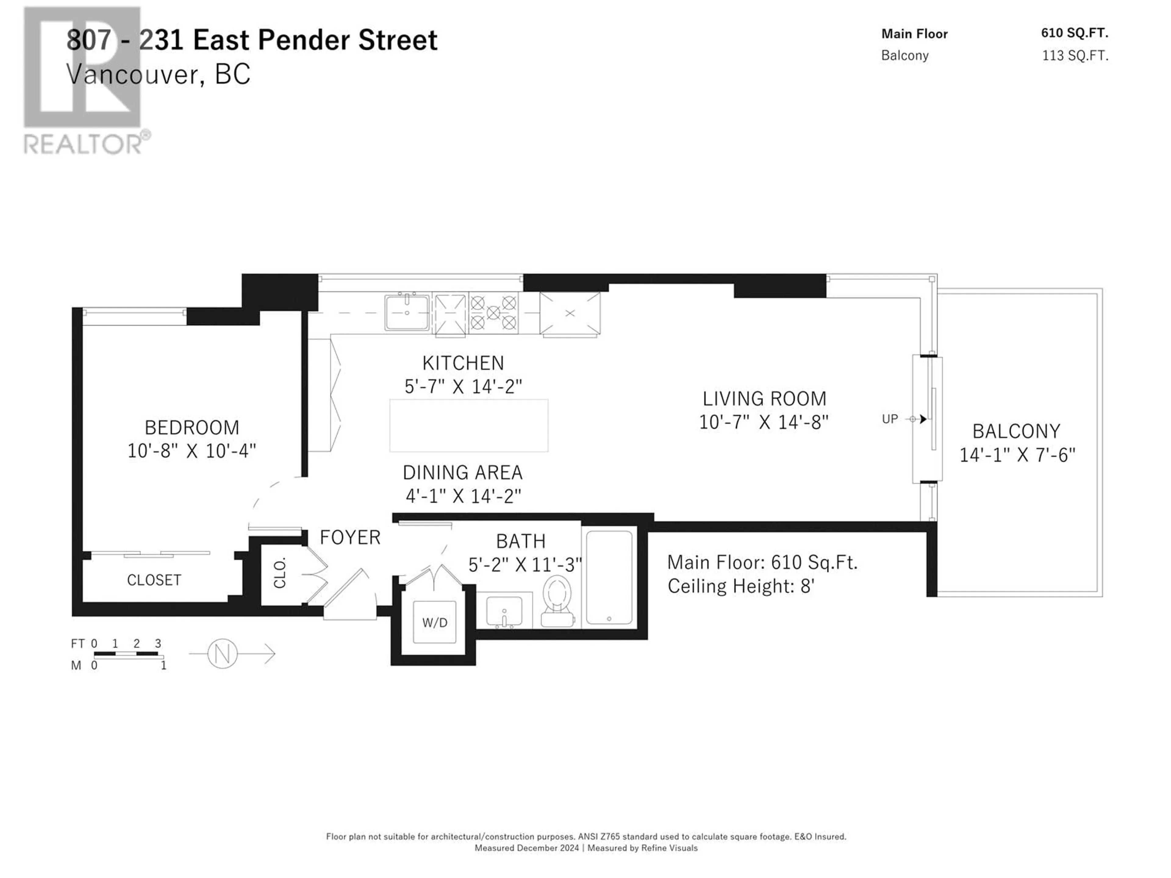 Floor plan for 807 231 EAST PENDER STREET, Vancouver British Columbia V6A0G3