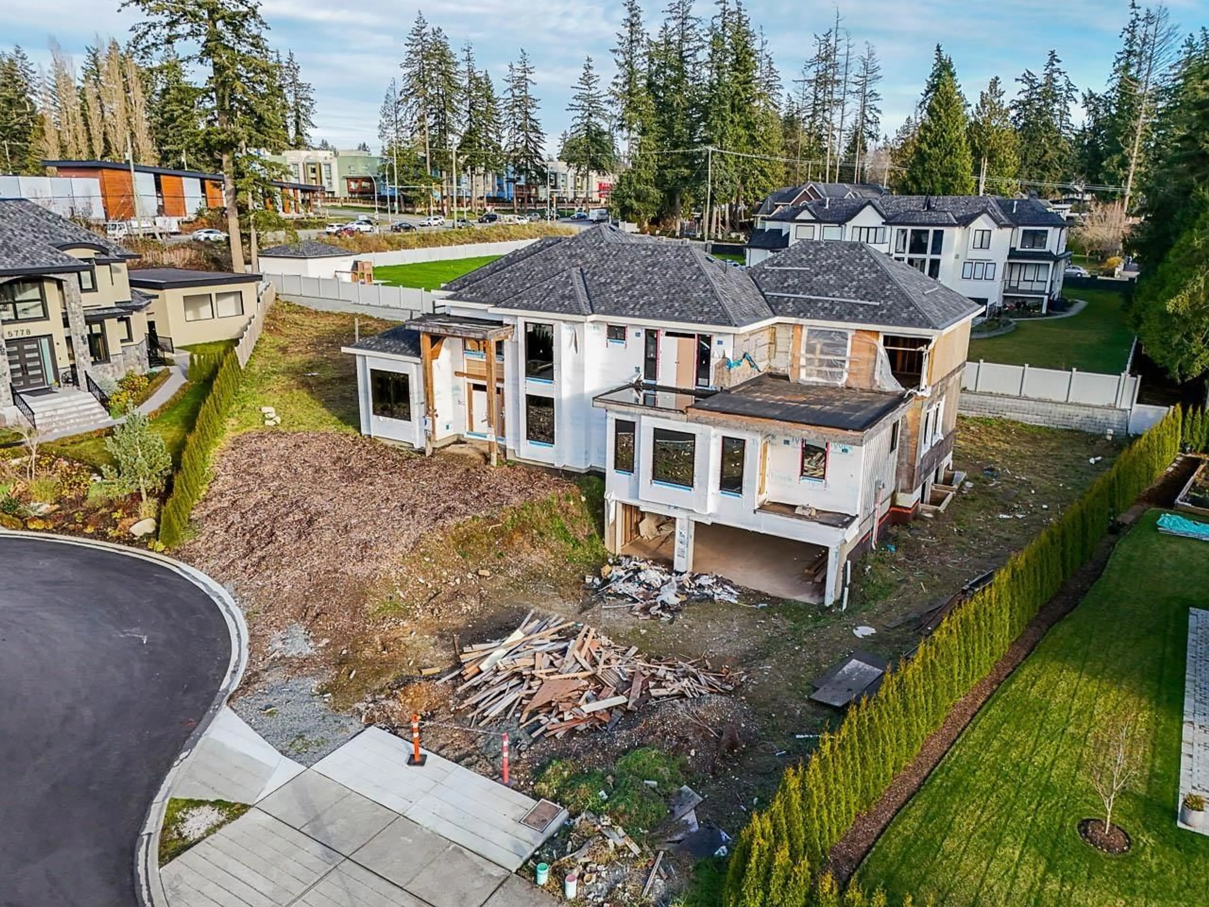 A pic from outside/outdoor area/front of a property/back of a property/a pic from drone, street for 5758 131A STREET, Surrey British Columbia V3X0K2