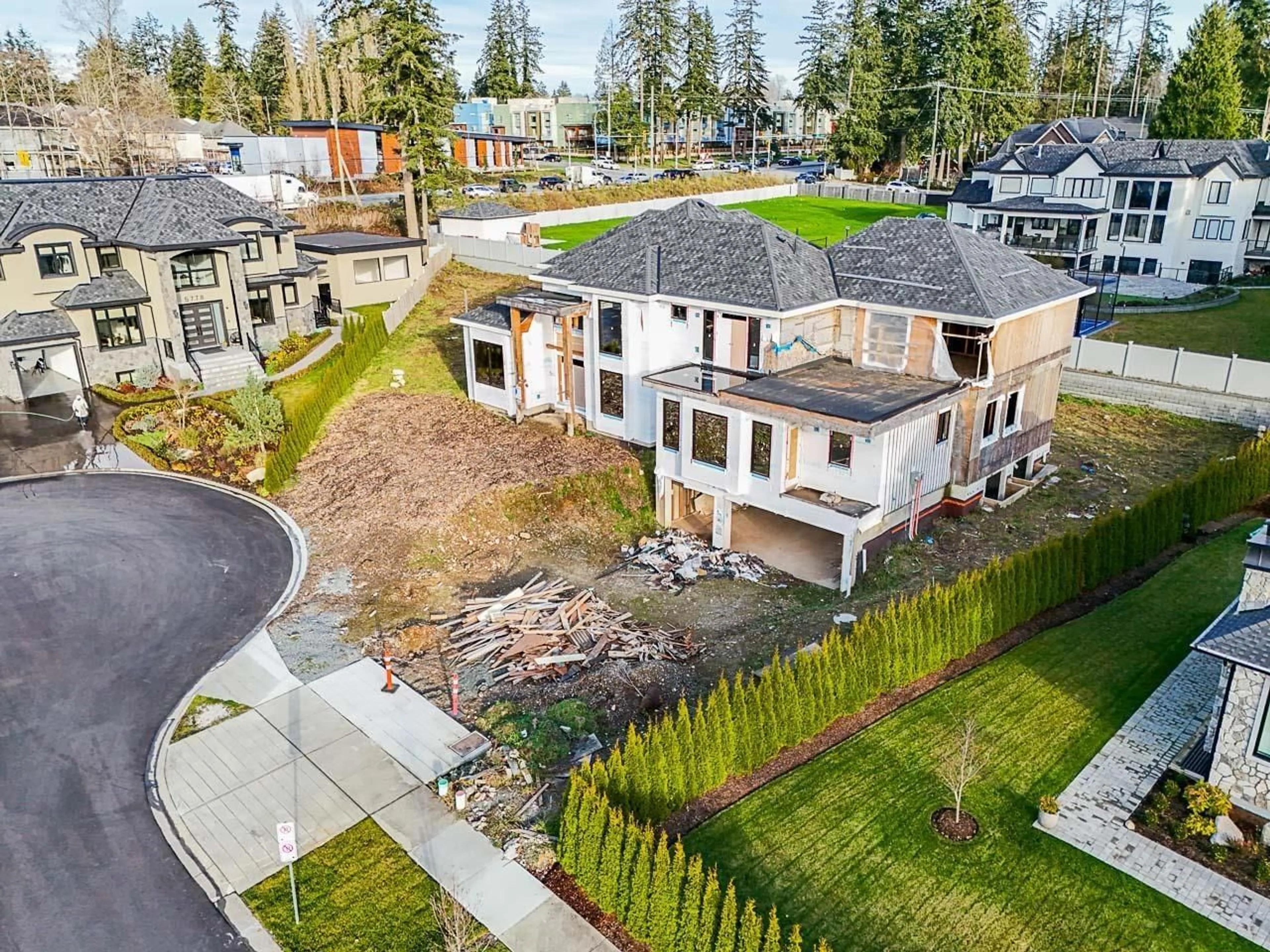 A pic from outside/outdoor area/front of a property/back of a property/a pic from drone, mountain view for 5758 131A STREET, Surrey British Columbia V3X0K2