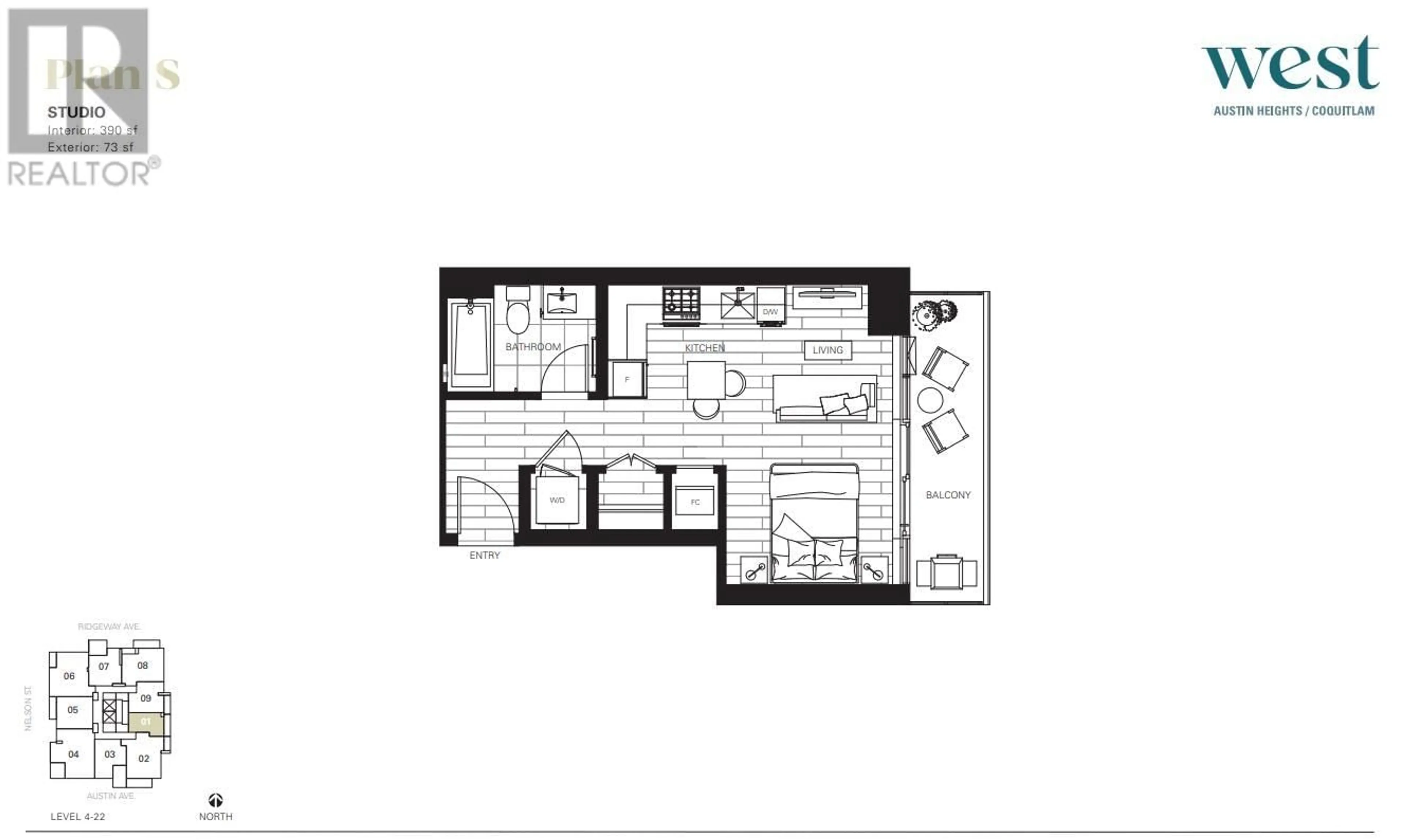 Floor plan for 1601 505 NELSON STREET, Coquitlam British Columbia V3J0R5