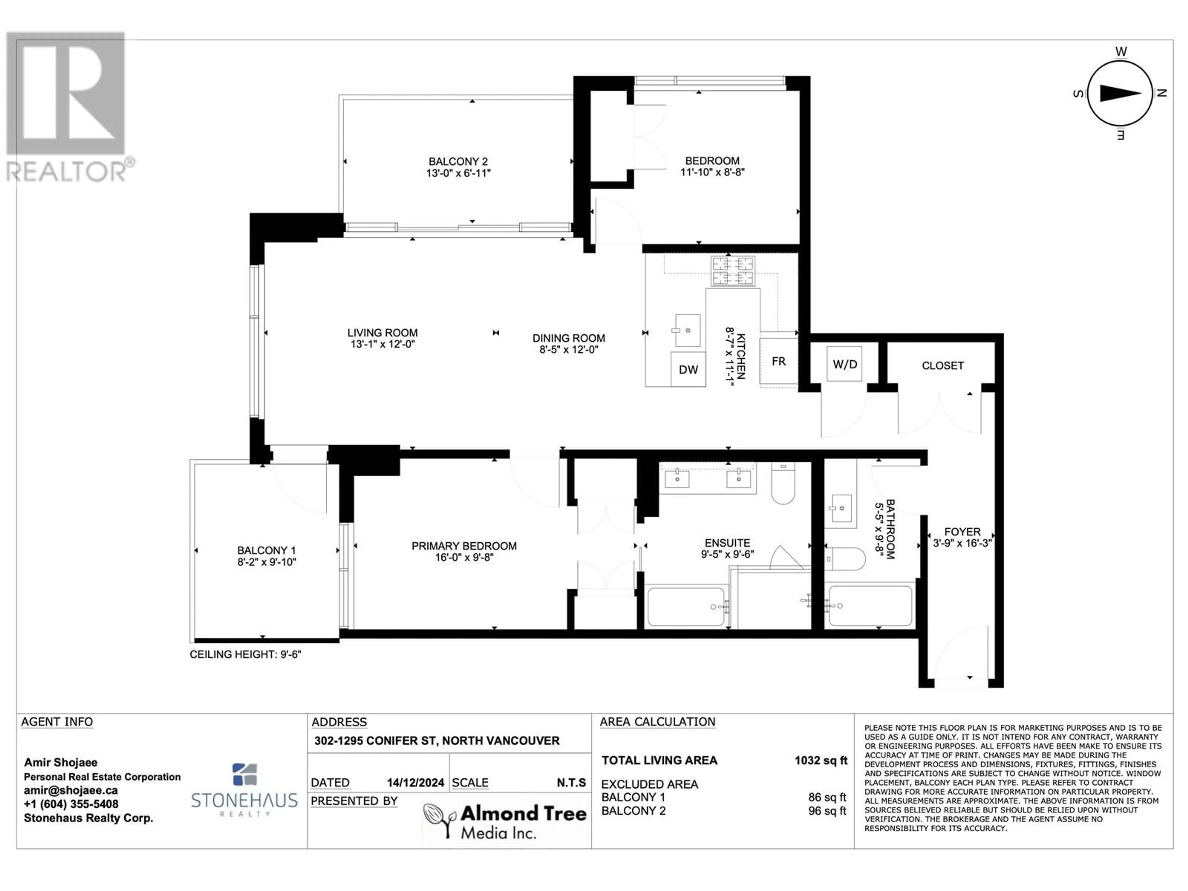 Floor plan for 302 1295 CONIFER STREET, North Vancouver British Columbia V7J0B4