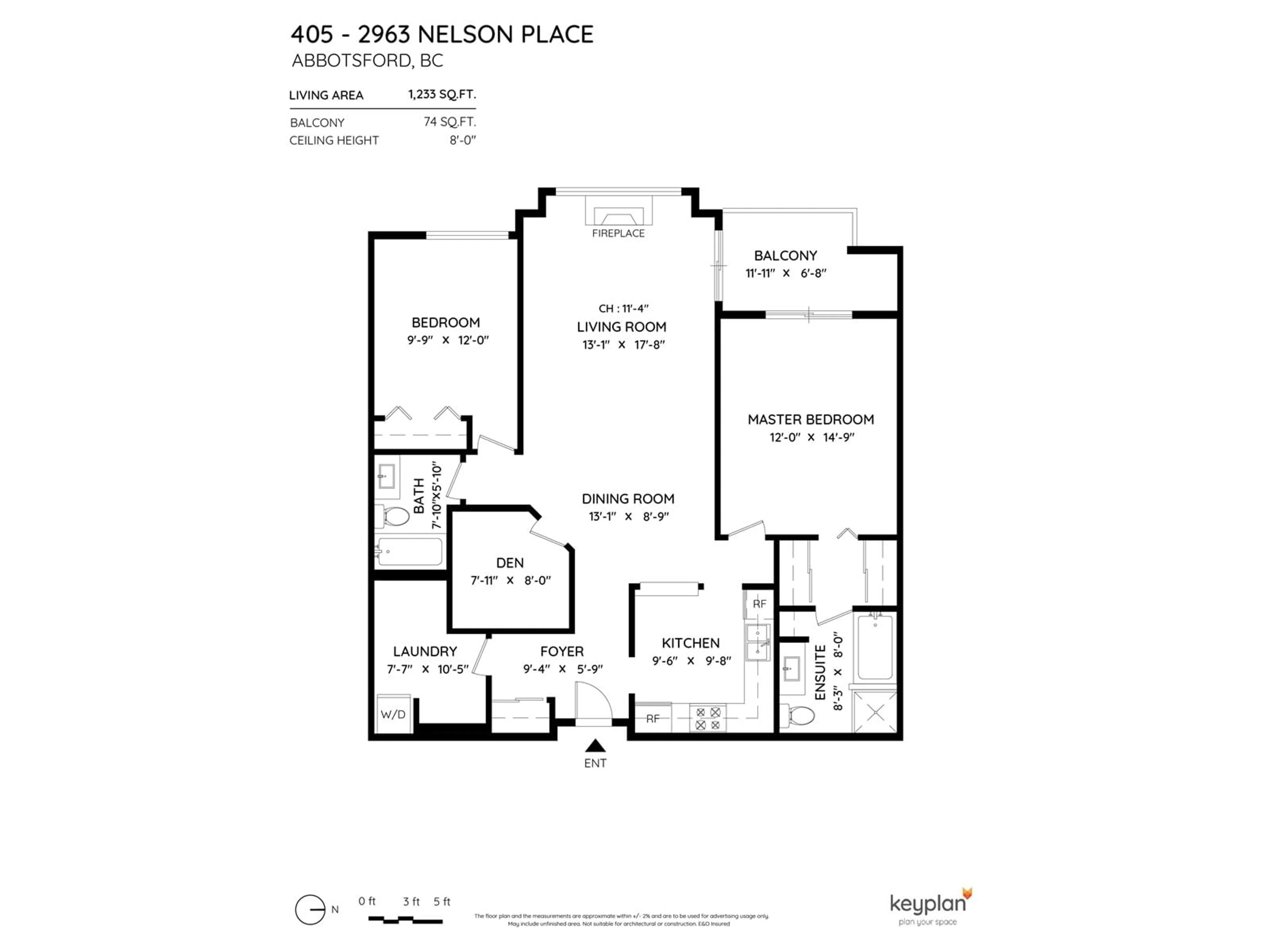 Floor plan for 405 2963 NELSON PLACE, Abbotsford British Columbia V2S7L6