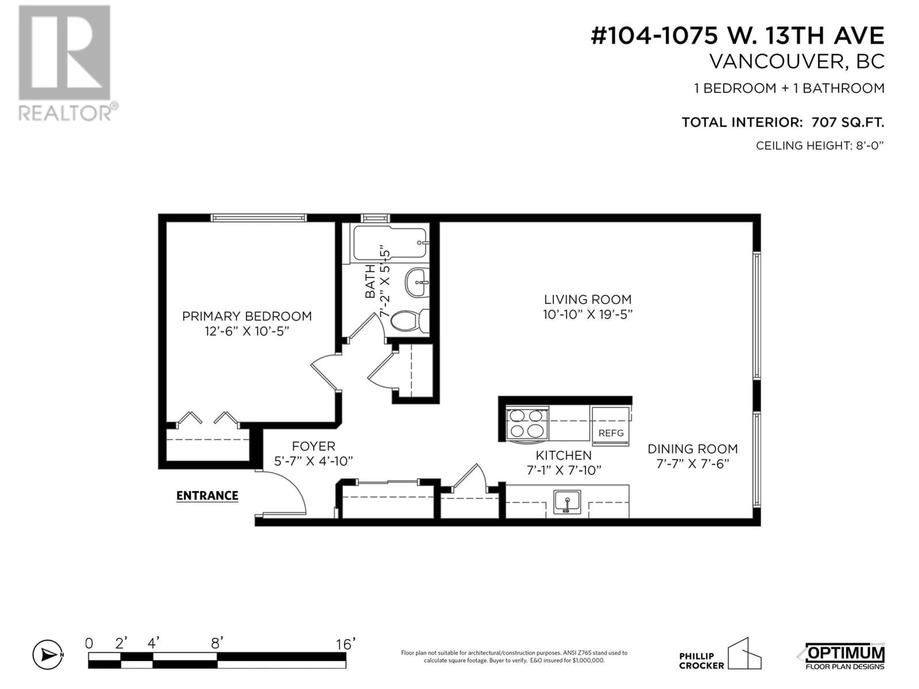 Floor plan for 104 1075 W 13TH AVENUE, Vancouver British Columbia V6H1N1