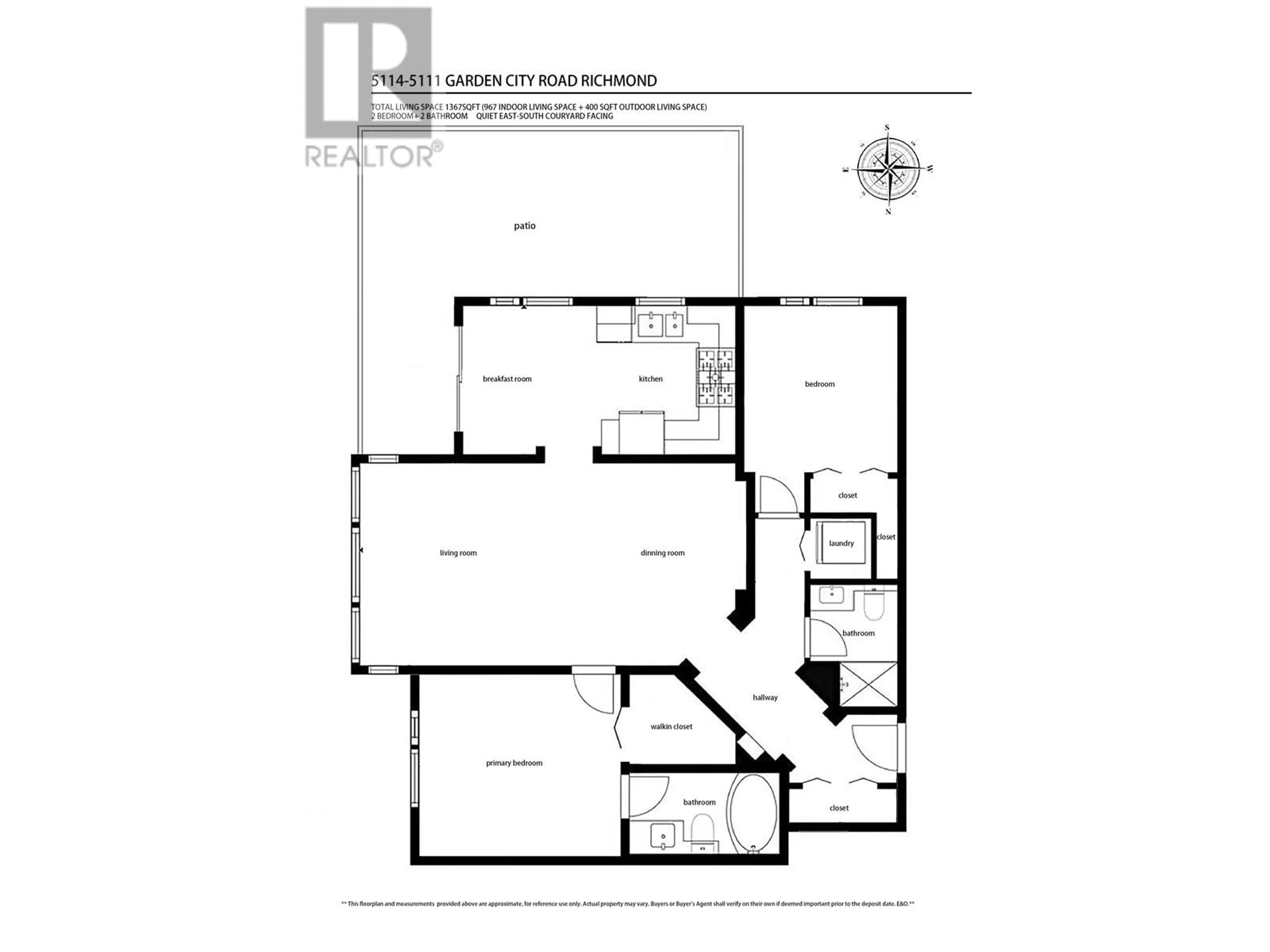 Floor plan for 5114 5111 GARDEN CITY ROAD, Richmond British Columbia V6X4H4