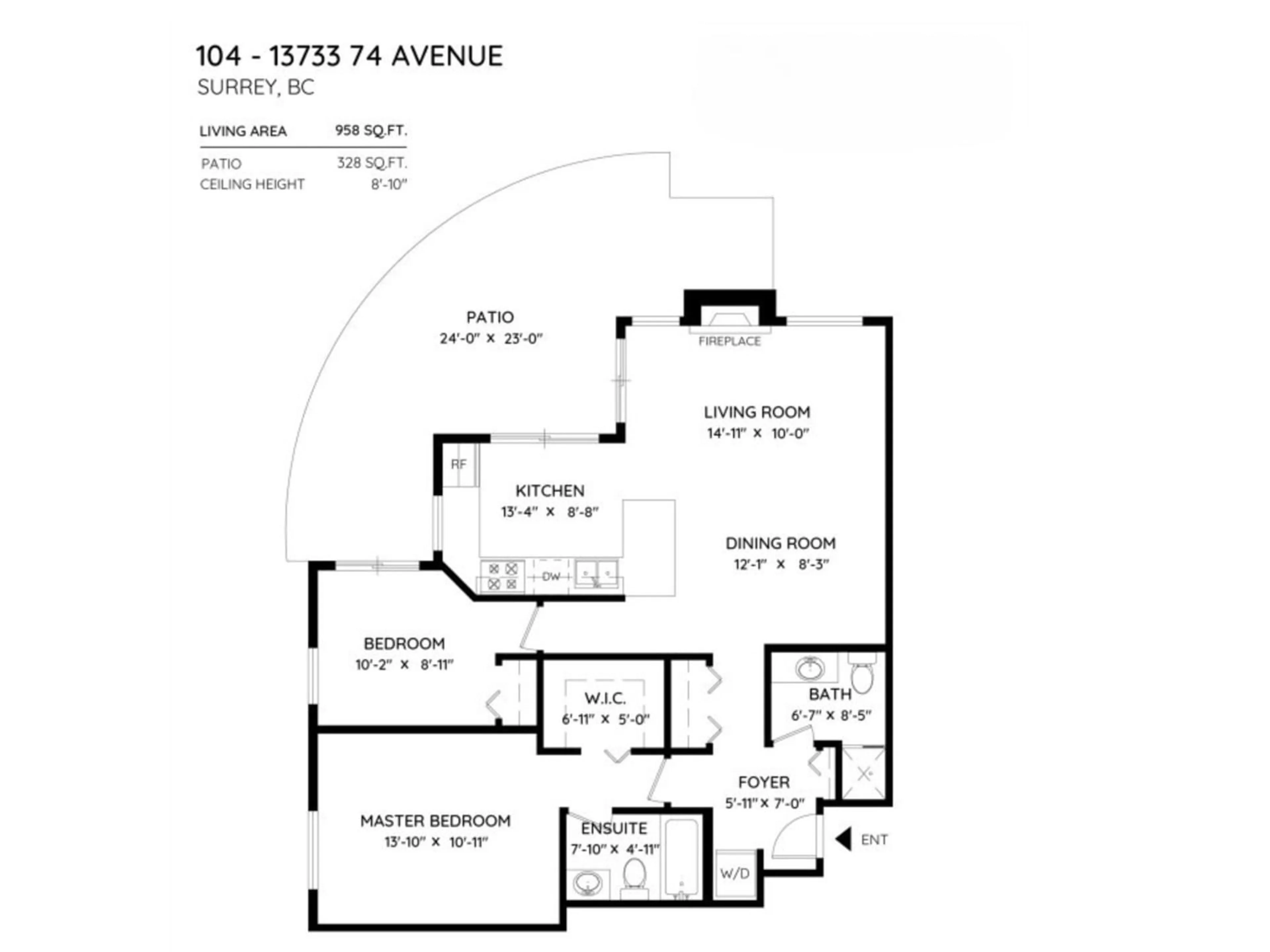 Floor plan for 104 13733 74 AVENUE, Surrey British Columbia V3W1B8