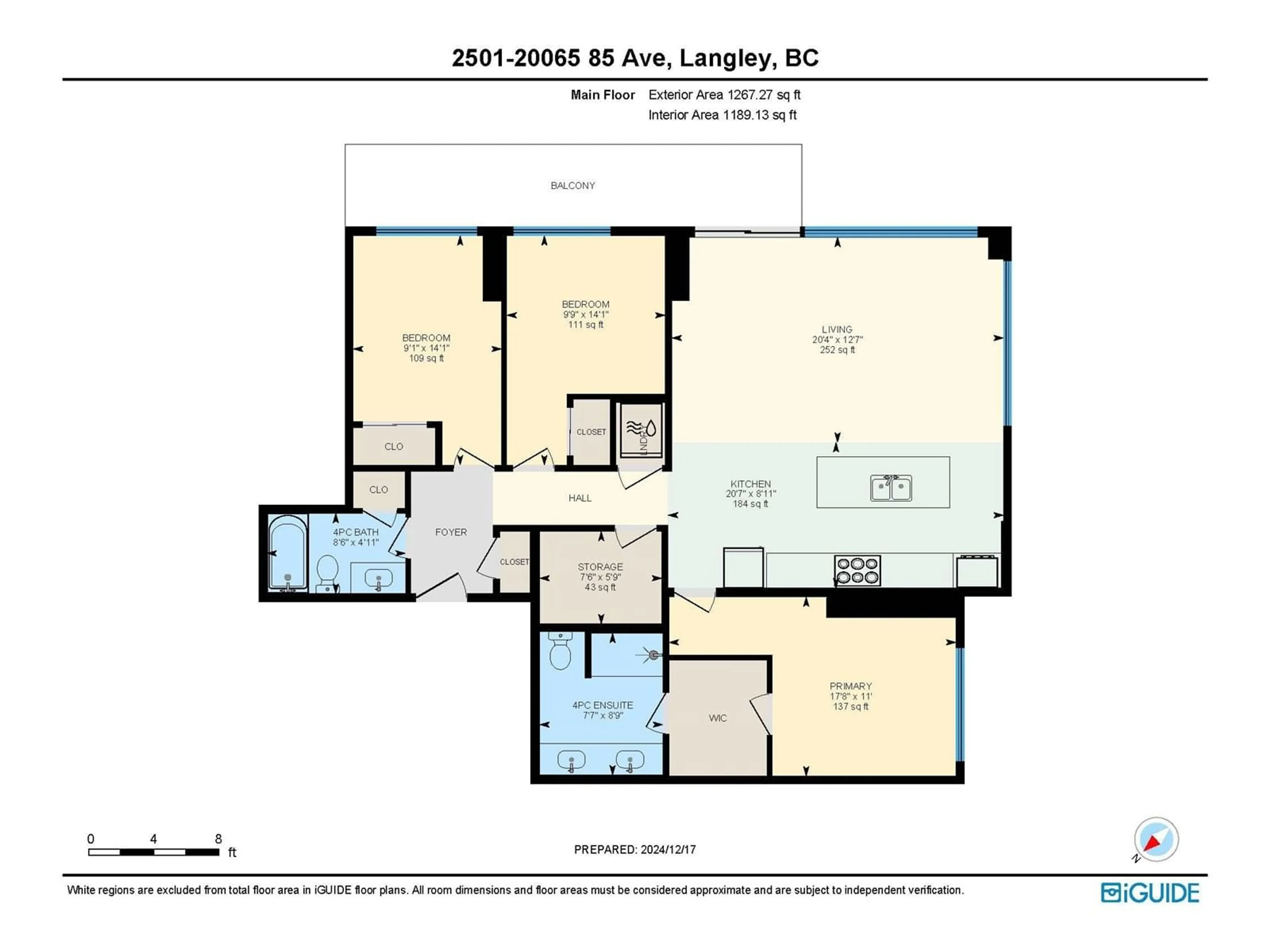 Floor plan for 2501 20065 85 AVENUE, Langley British Columbia V2Y3Y4