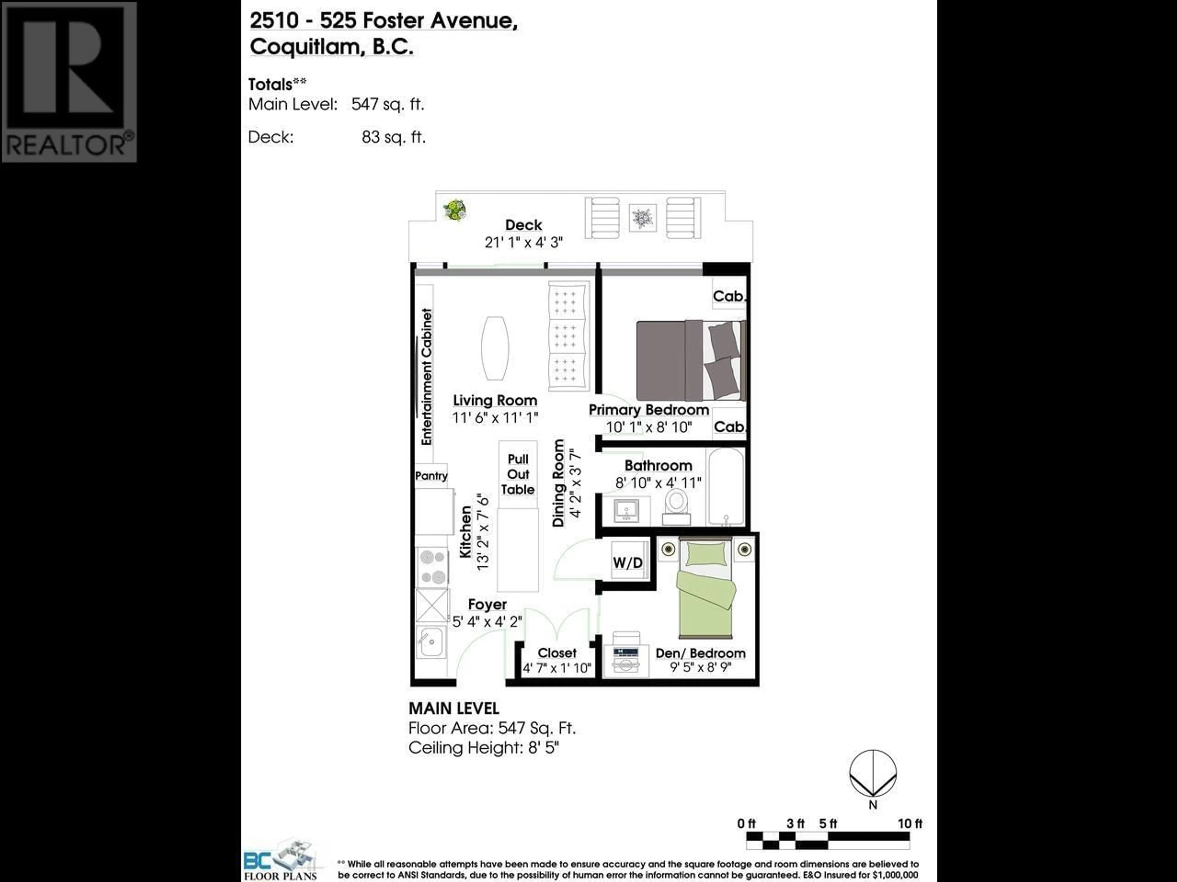 Floor plan for 2510 525 FOSTER AVENUE, Coquitlam British Columbia V3J0H6