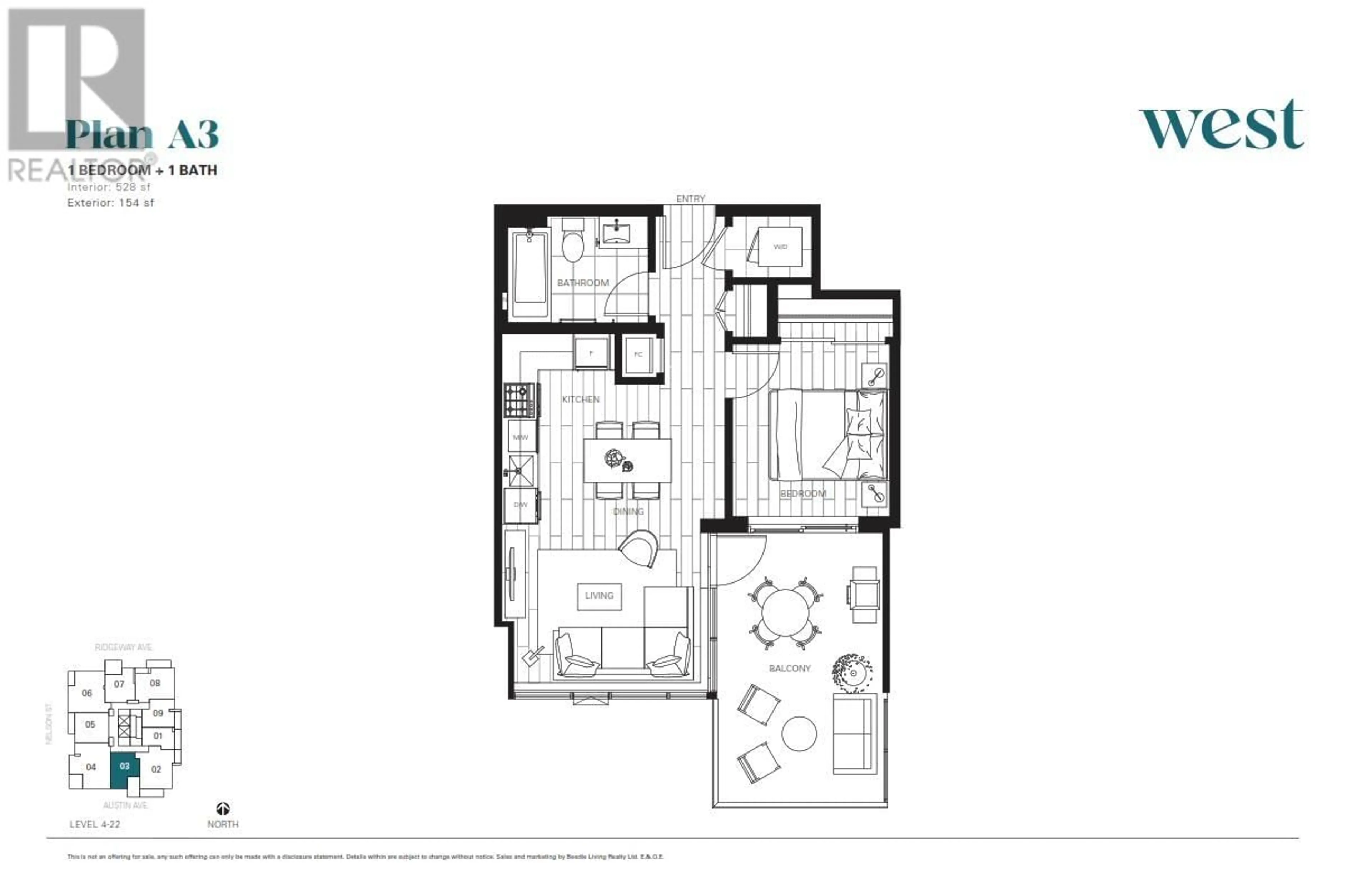 Floor plan for 1603 505 NELSON STREET, Coquitlam British Columbia V3J0R5