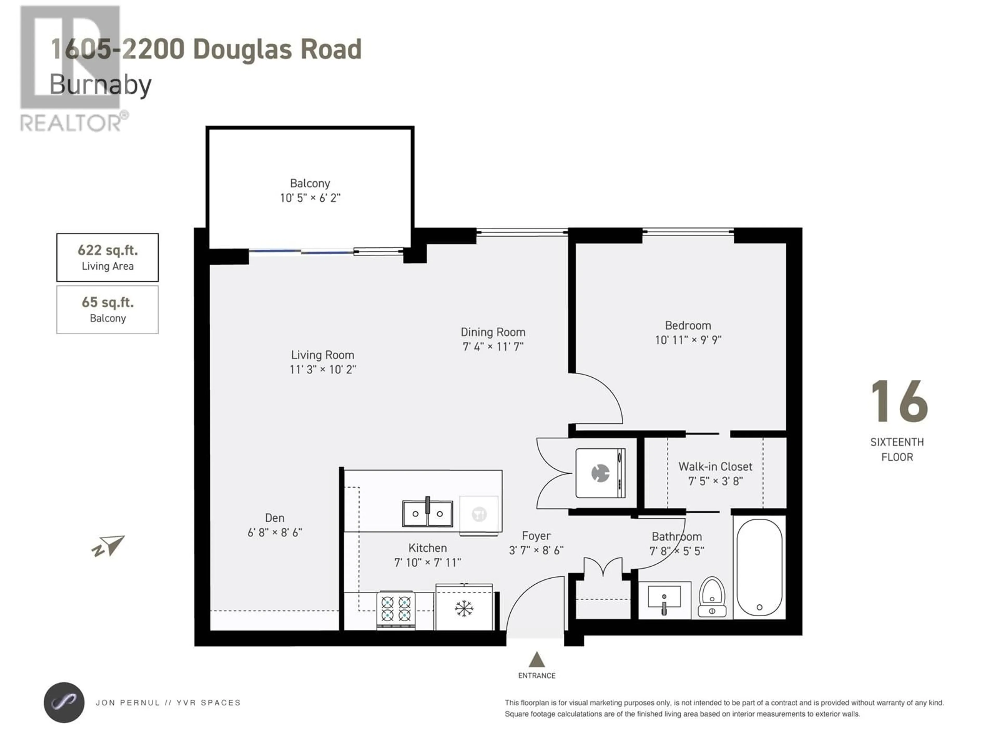 Floor plan for 1605 2200 DOUGLAS ROAD, Burnaby British Columbia V5C0G8