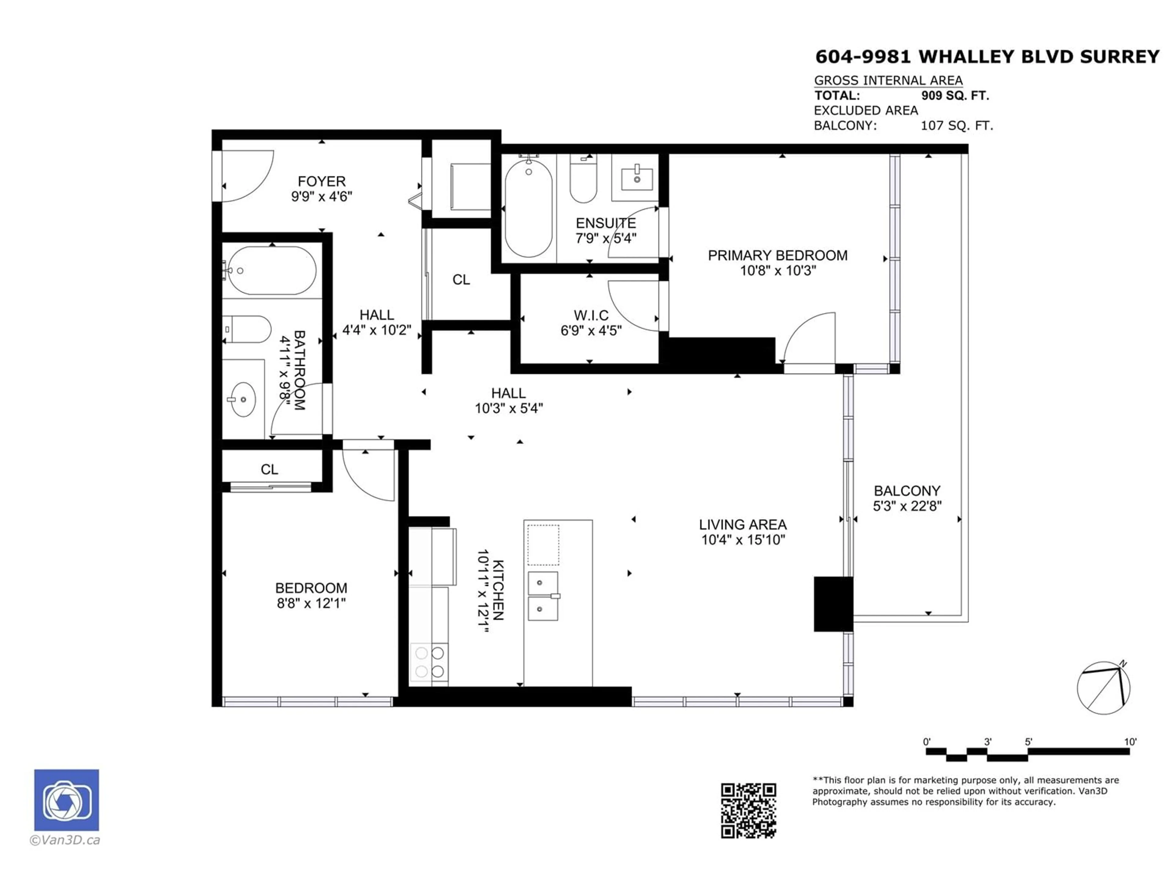 Floor plan for 604 9981 WHALLEY BOULEVARD, Surrey British Columbia V3T0G6