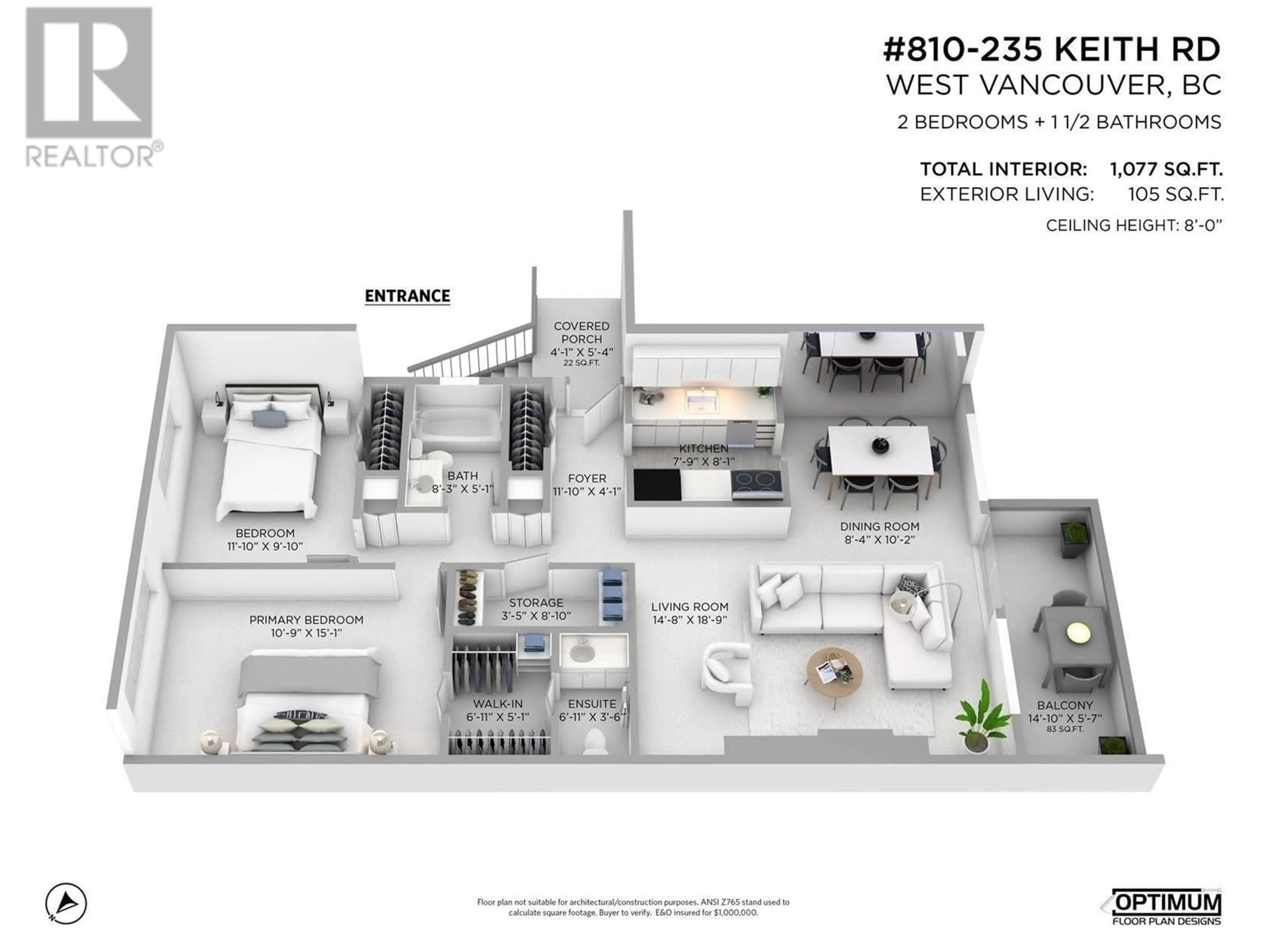 Floor plan for 810 - 235 KEITH ROAD, West Vancouver British Columbia V7T1L5
