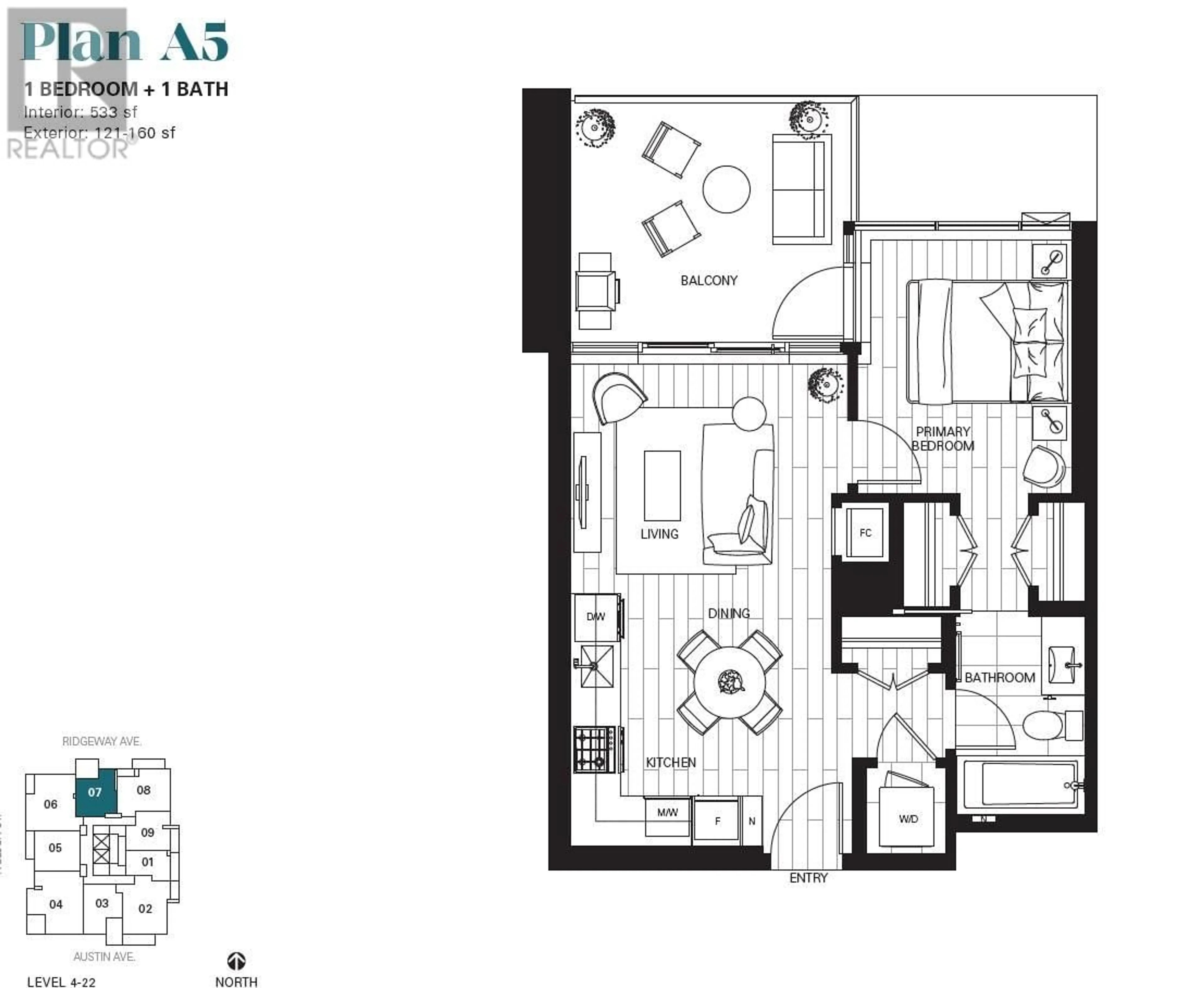 Floor plan for 1507 505 NELSON STREET, Coquitlam British Columbia V3J0R5