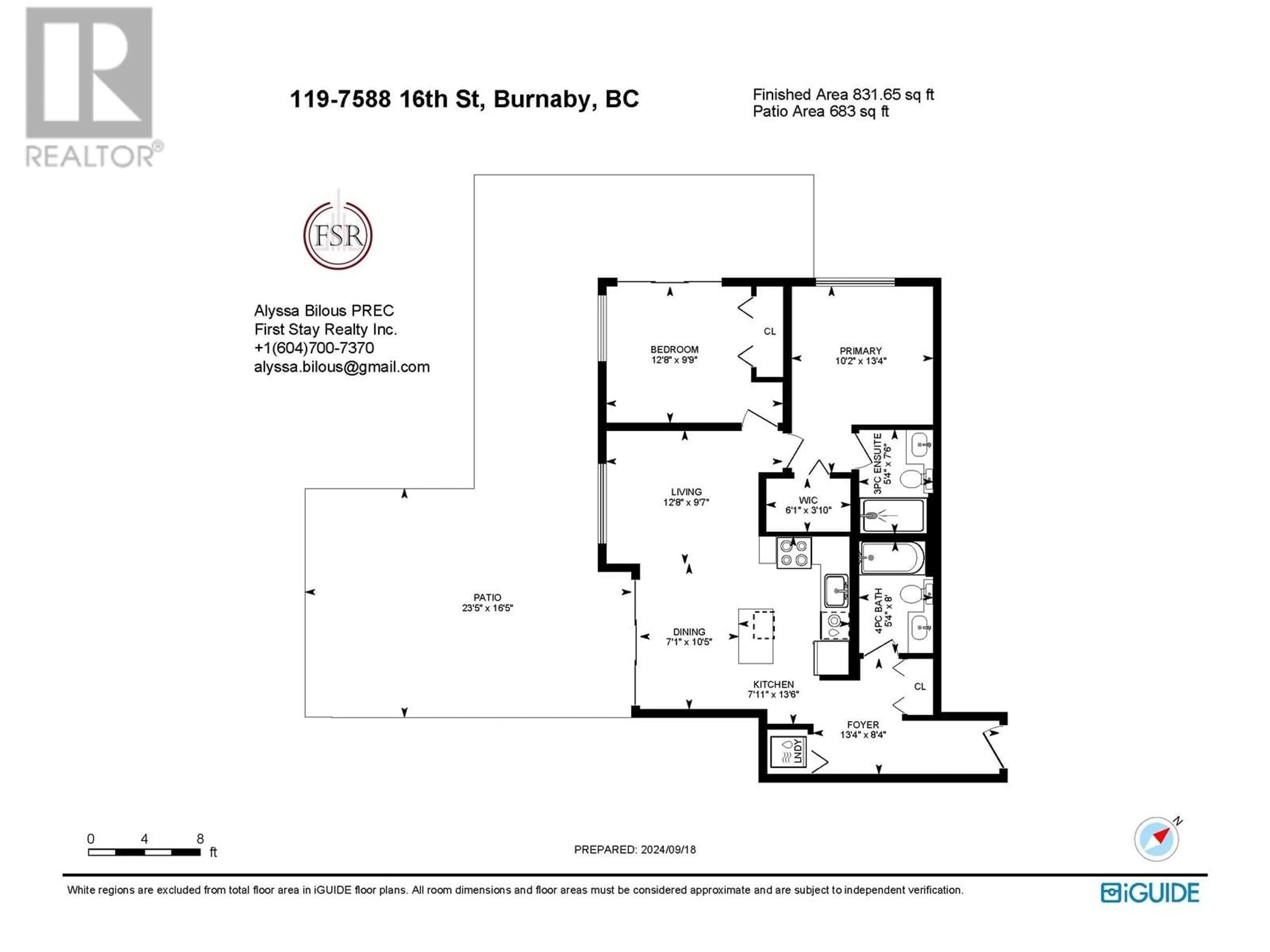 Floor plan for 119 7588 16TH STREET, Burnaby British Columbia V3N0H8