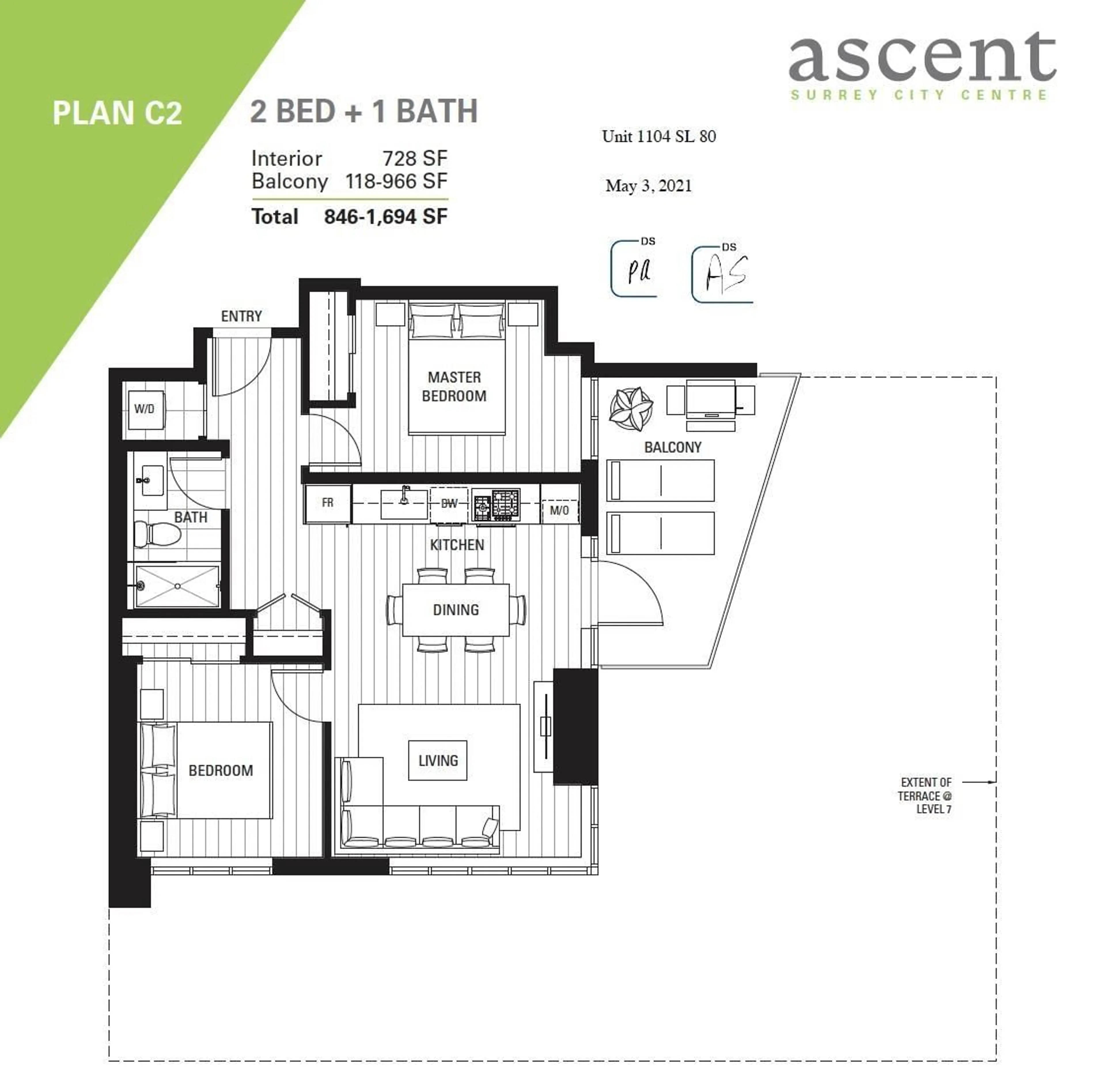 Floor plan for 1104 10428 WHALLEY BOULEVARD, Surrey British Columbia V3T1W6