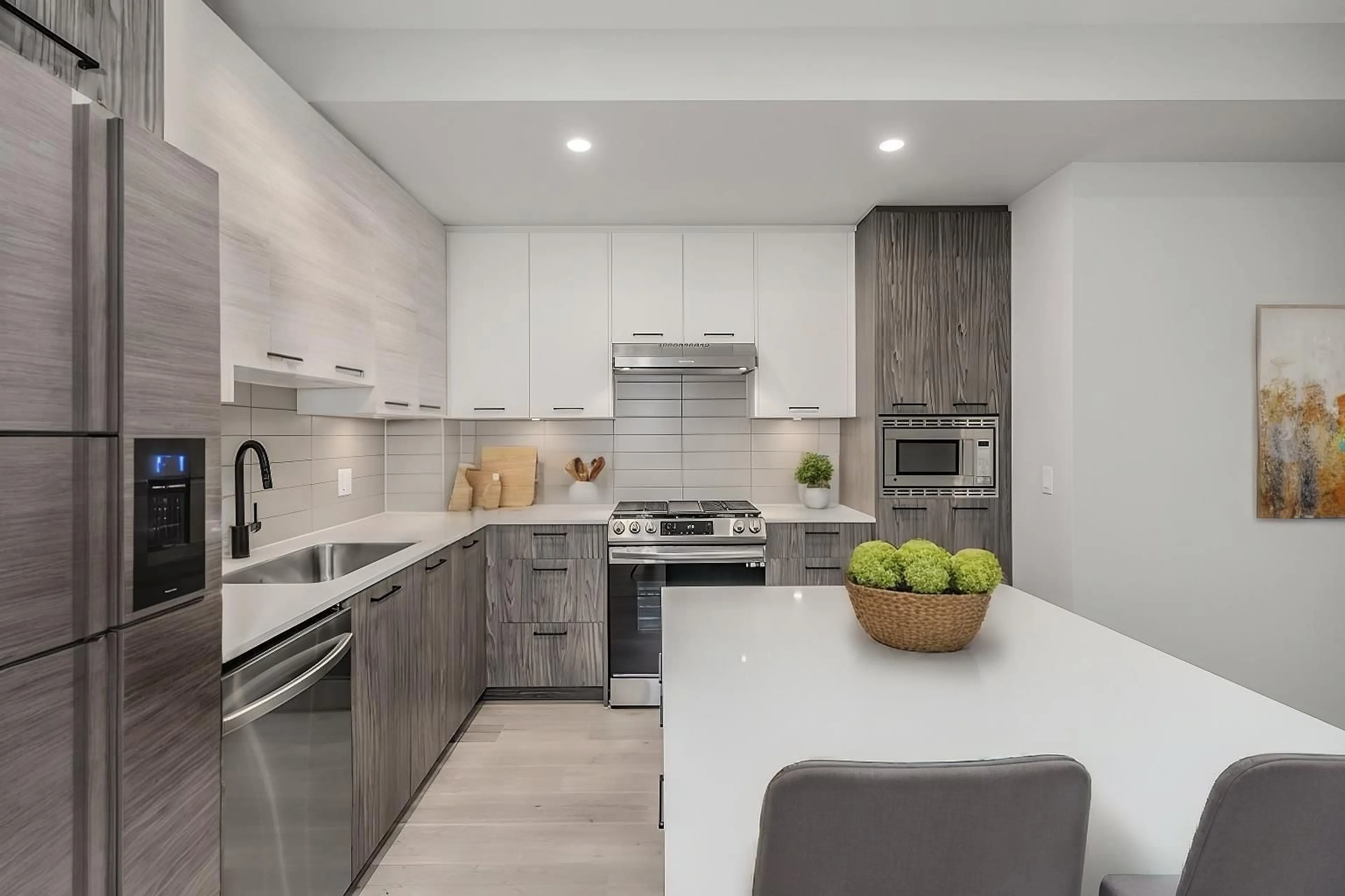 Contemporary kitchen, ceramic/tile floor for 504 3317 148 STREET, Surrey British Columbia A9A9A9