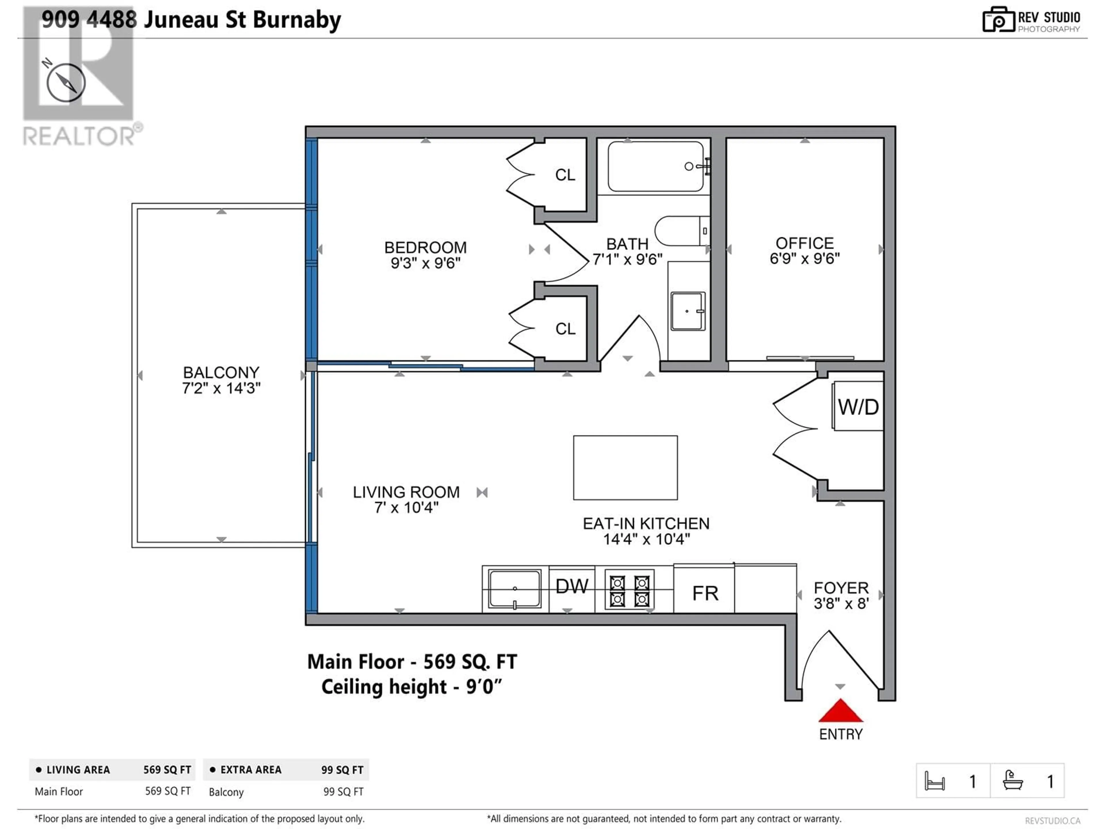 Floor plan for 909 4488 JUNEAU STREET, Burnaby British Columbia V5C0M4