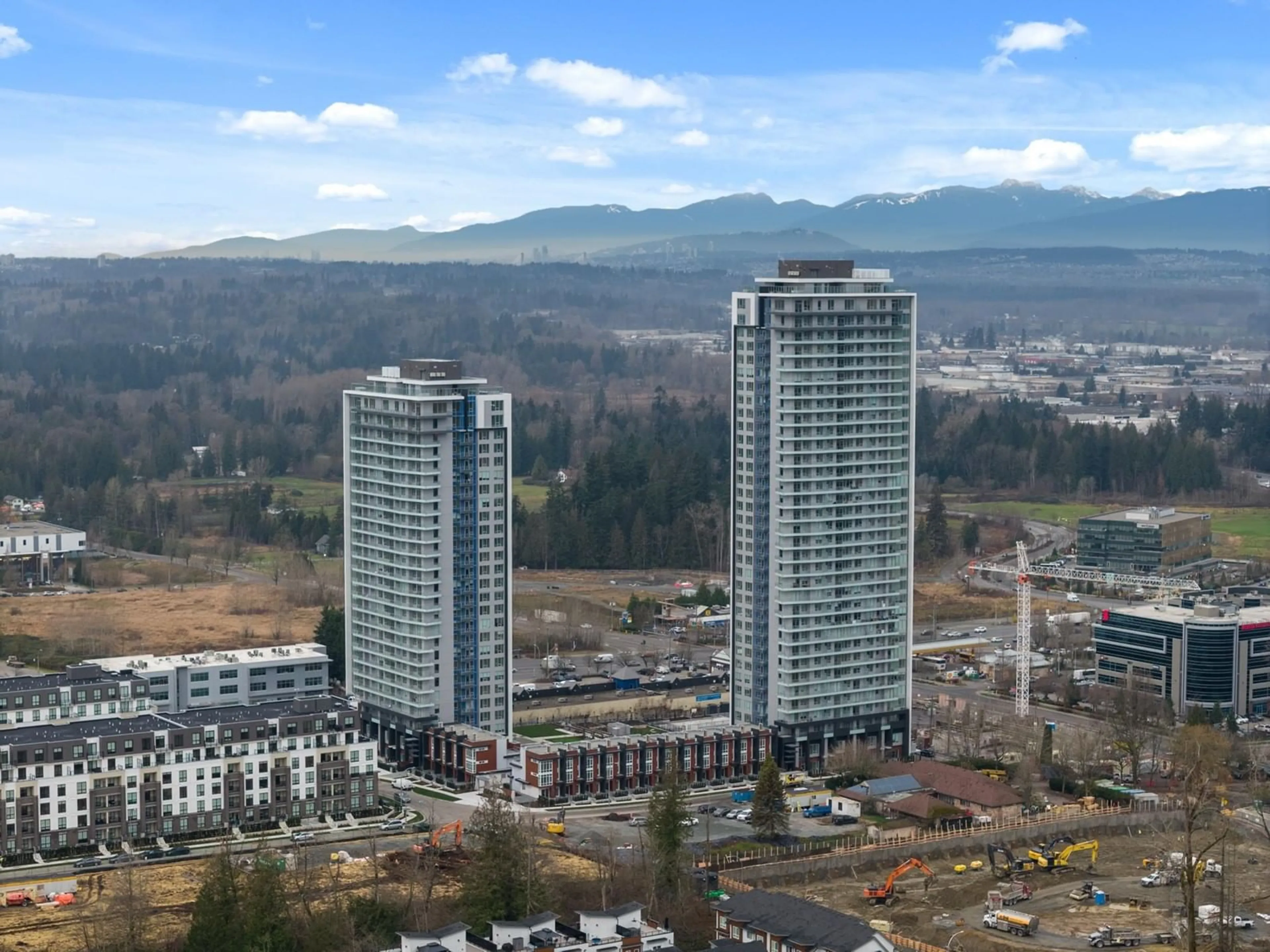 A pic from outside/outdoor area/front of a property/back of a property/a pic from drone, city buildings view from balcony for A3302 8551 201 STREET, Langley British Columbia V2Y3Y5