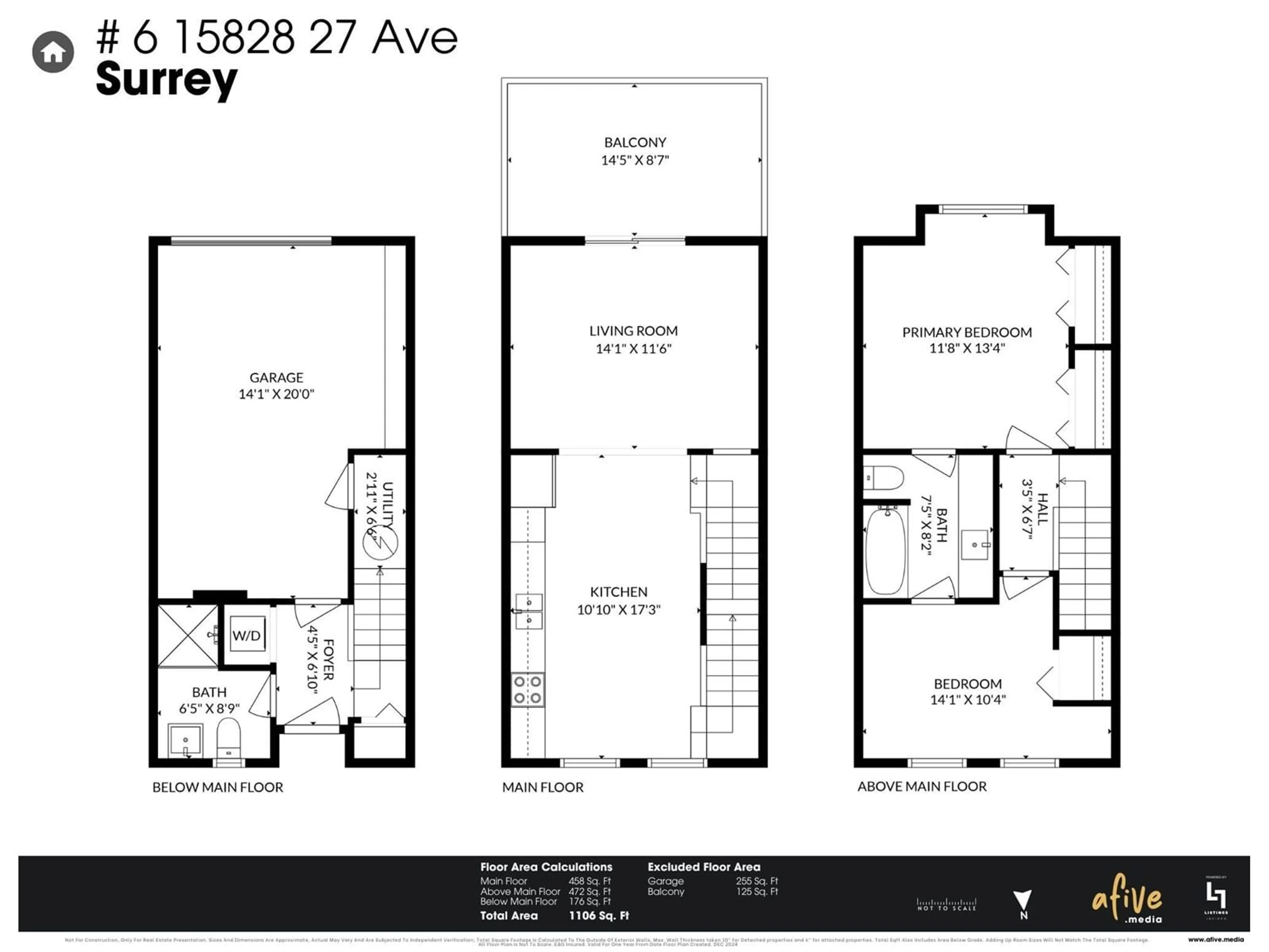 Floor plan for 6 15828 27 AVENUE, Surrey British Columbia V3Z0T2